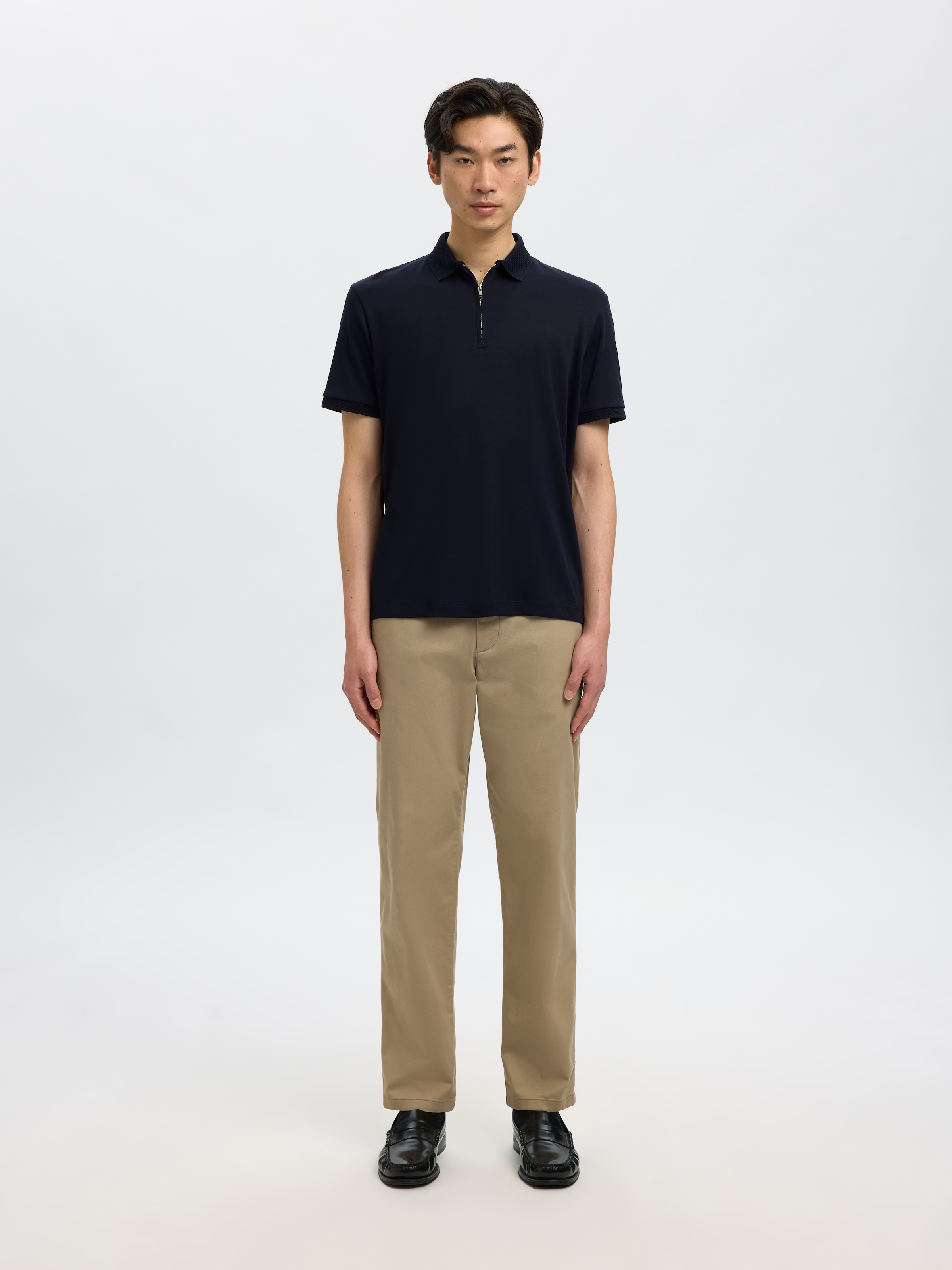 SELECTED Poloshirt »SLHFAVE ZIP SS POLO NOOS« Baumwollmischung, regular fit