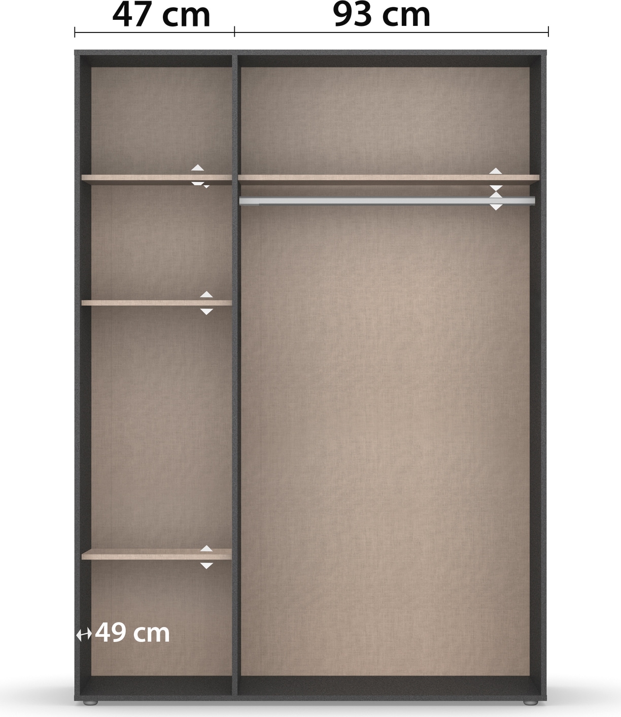 rauch Drehtürenschrank »Kleiderschrank Schrank Garderobe Wäscheschrank NAGATA viel Stauraum« in 3 verschiedenen Ausstattungen BASIC/CLASSIC/PREMIUM,  mit modernen Stangengriffen in Graumetallic TOPSELLER MADE IN GERMANY