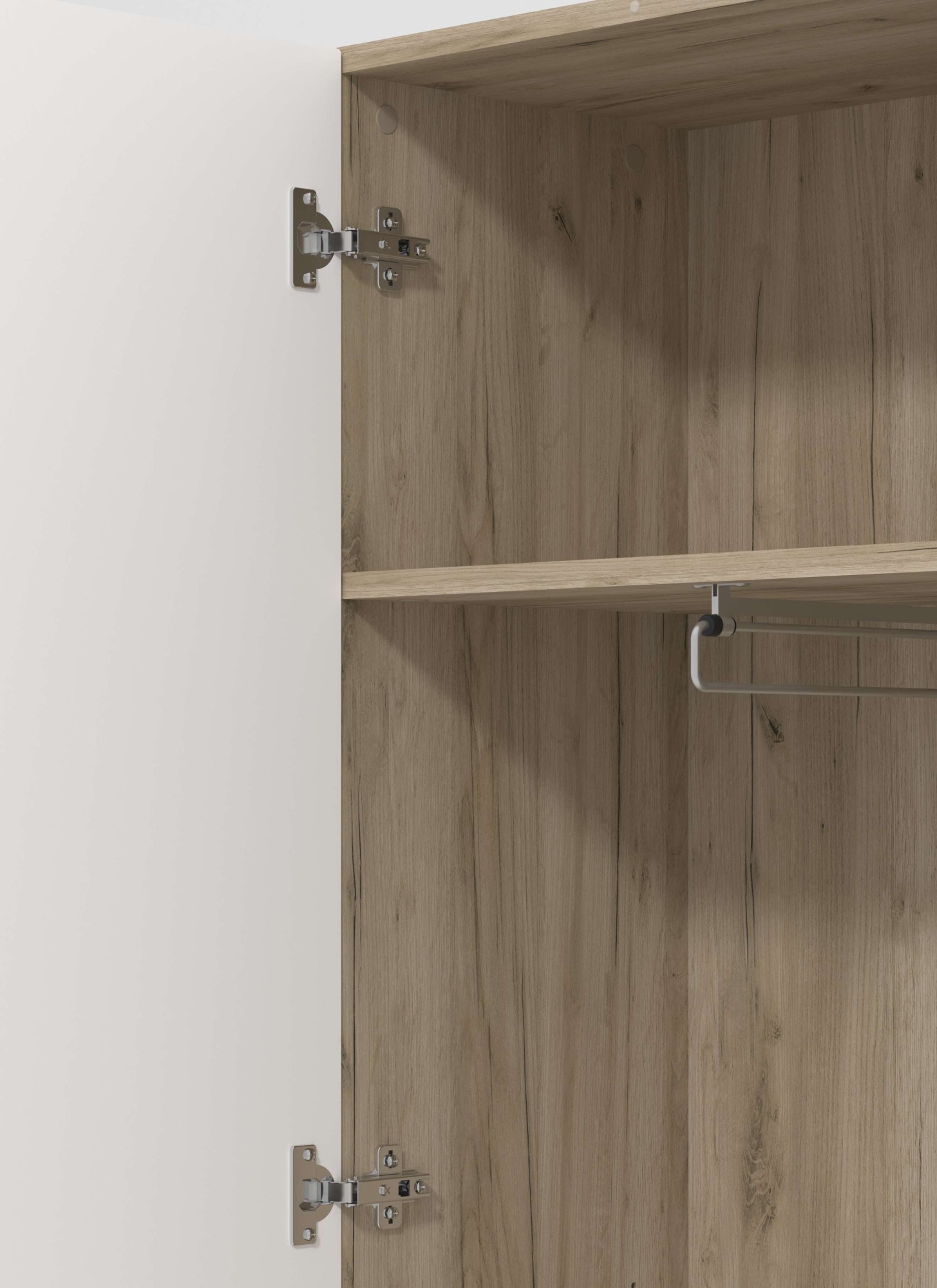 Home affaire Armoire vestiaire »Beny Kleiderschrank, Stauraumschrank, Flurschrank, Höhe 193 cm« Hochglanzfronten, Spiegeltür, Breite 60 cm, ausziehbare Kleiderstange