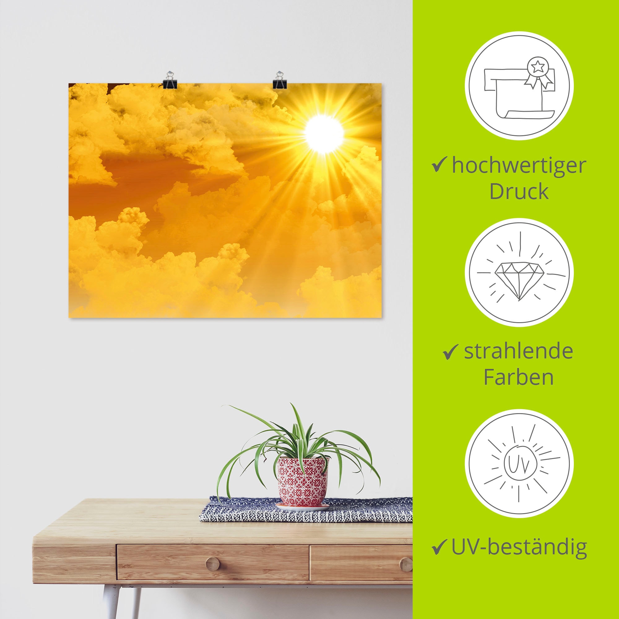 Artland Wandbild »Warme Sonnenstrahlen« Himmel 1 Stk. tlg. als Leinwandbild, Poster, Wandaufkleber in verschied. Grössen