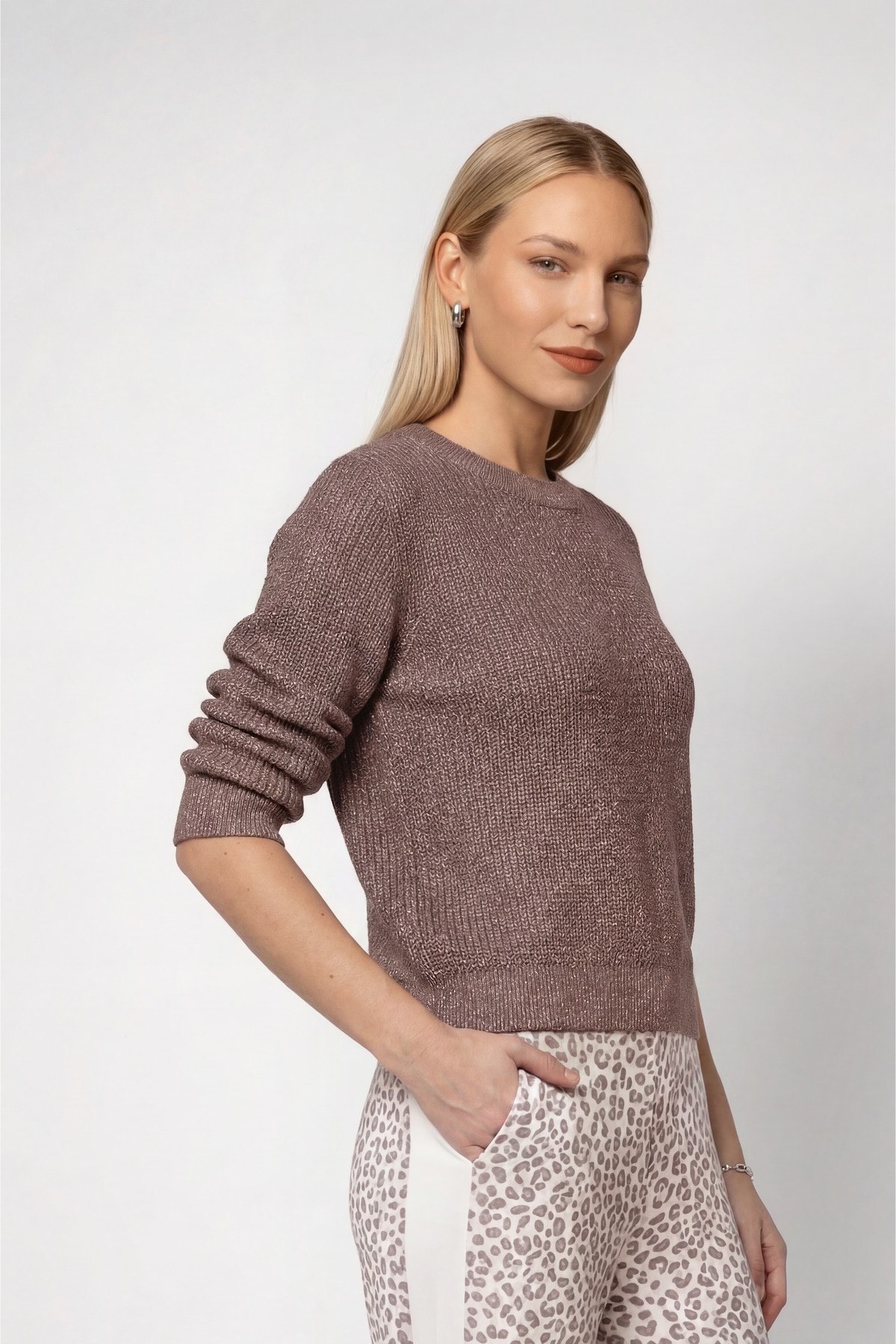 Monari Rundhalspullover »Pullover Basic Lurex« Regular fit mit Rundhalsausschnitt