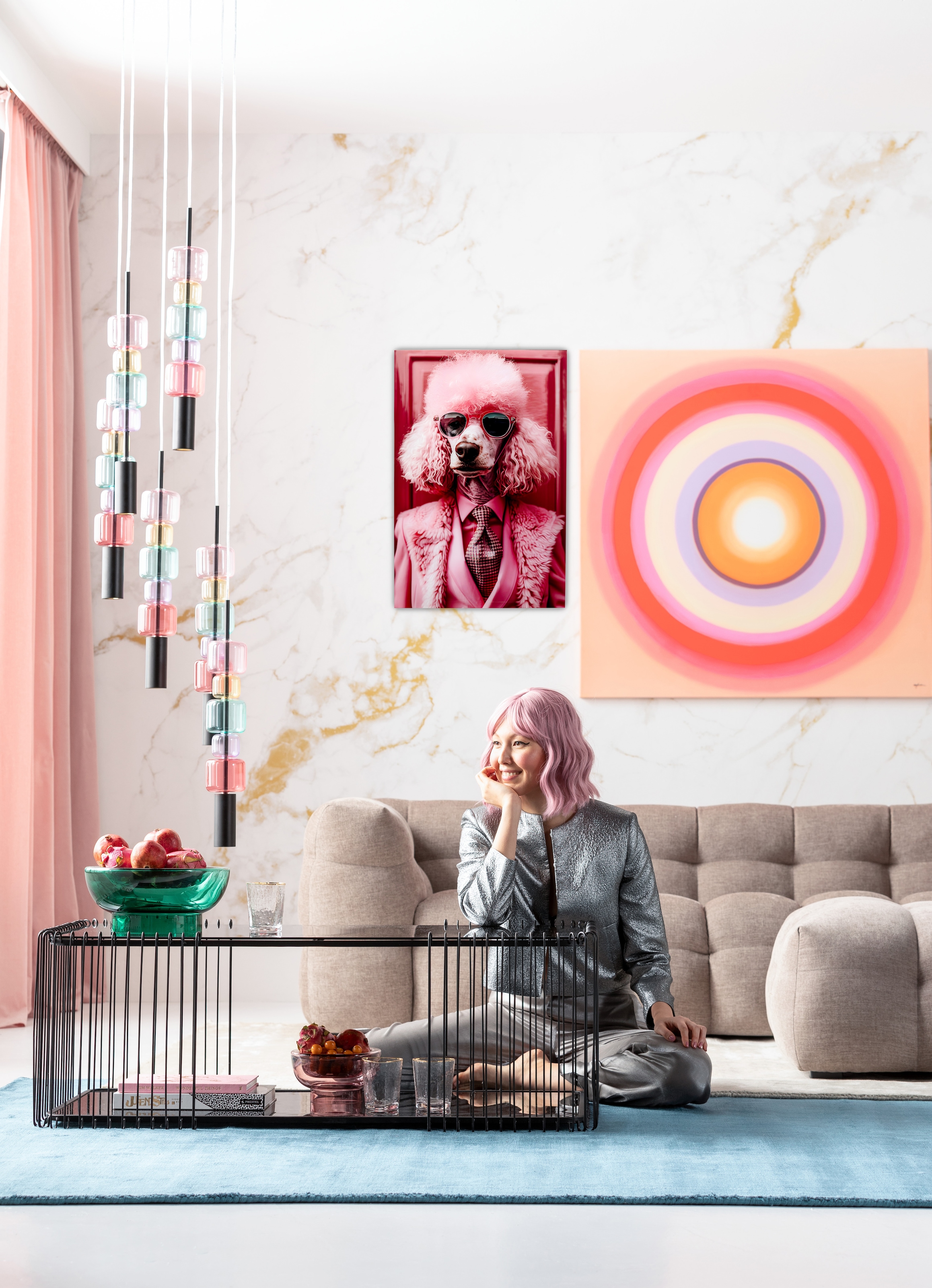 Kare Design Tableau en verre »Pink Poodle 50x40cm« 1, 