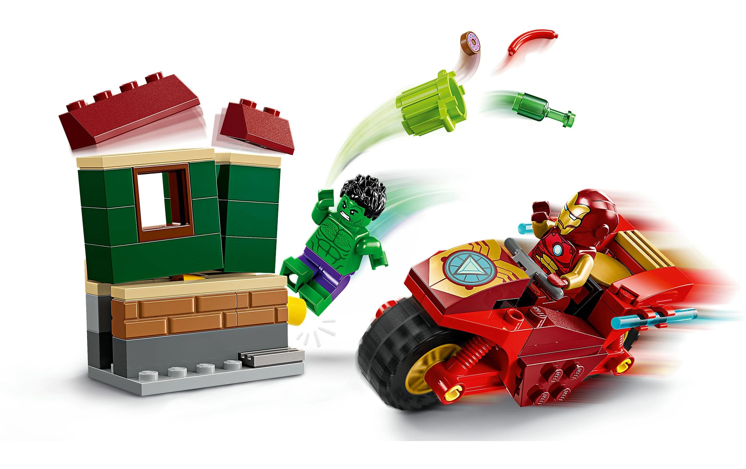 LEGO® Konstruktionsspielsteine »Marvel Iron Man mit Bike und der Hulk 76287«