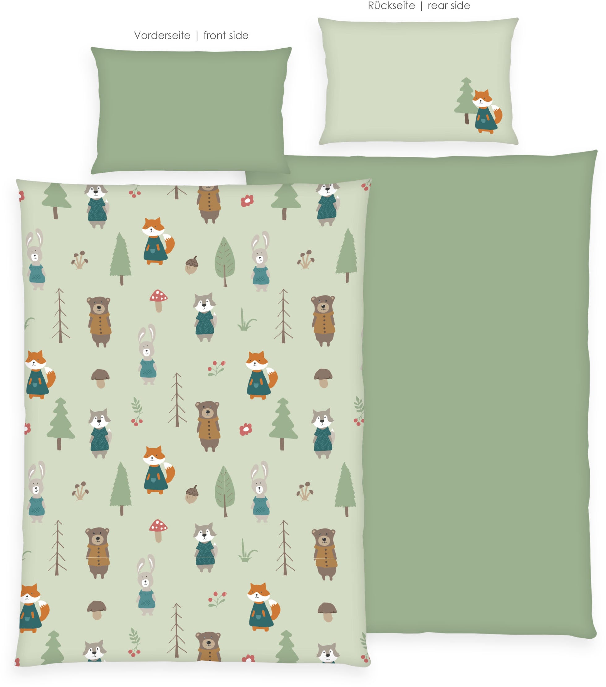 Baby Best Linge de lit réversible »babybest Waldtiere« 2 cuis particulièrement douillet