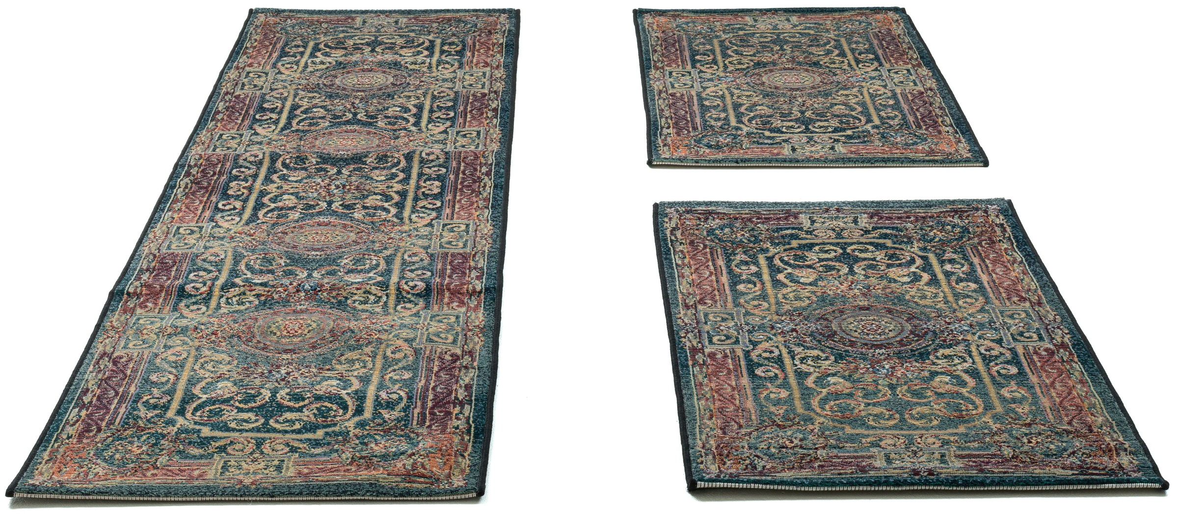 THEKO Bordure de lit »Gabiro 856« Höhe 10 mm 3 cuis tlg. Bettvorleger, Läufer Set für das Schlafzimmer, Kurzflor, Orient-Optik