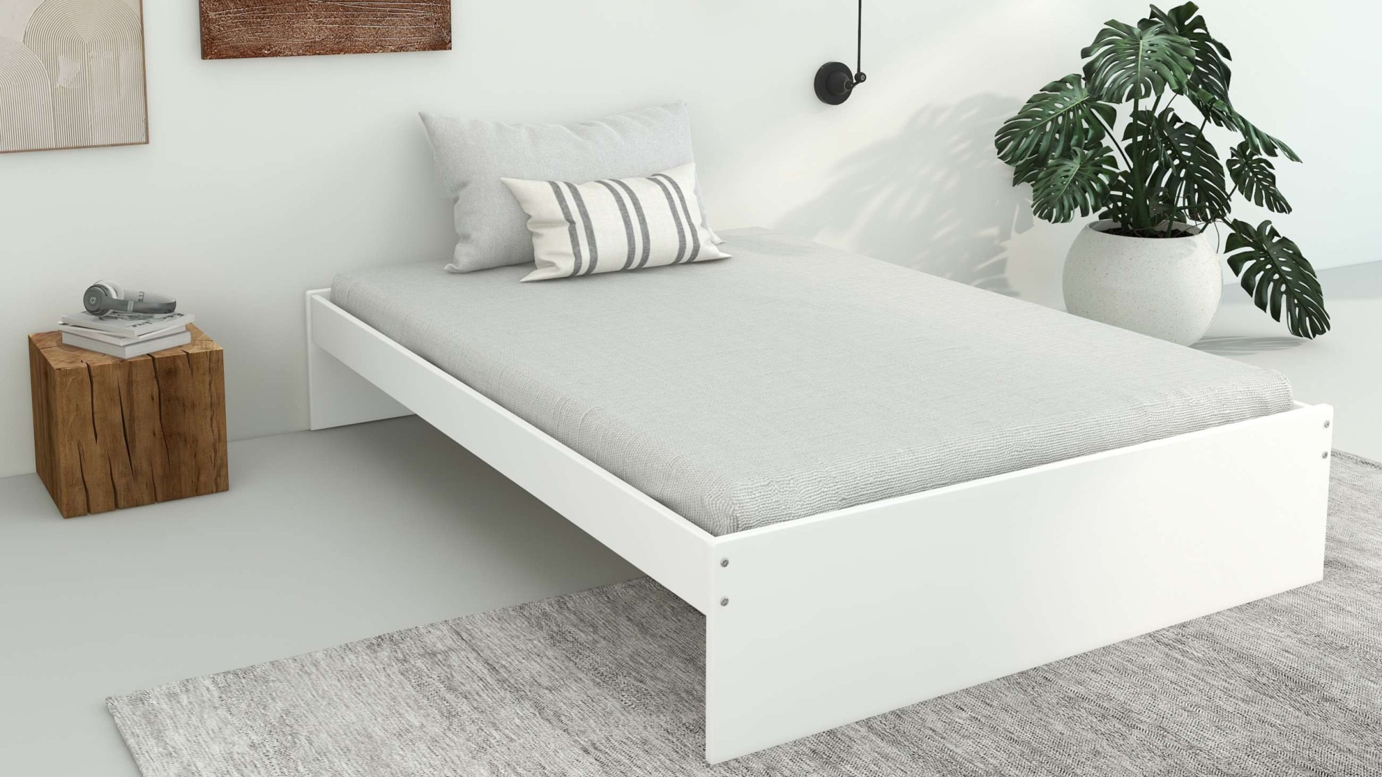 GOODproduct Bett »Magdala, Futonbett, schlichtes Design, Top Qualität« Breite/ Belastbarkeit: 120cm/200 KG, 90cm/ 100KG,  aus robustem MDF, Breite Liegefläche 140 cm, Bettkasten optional