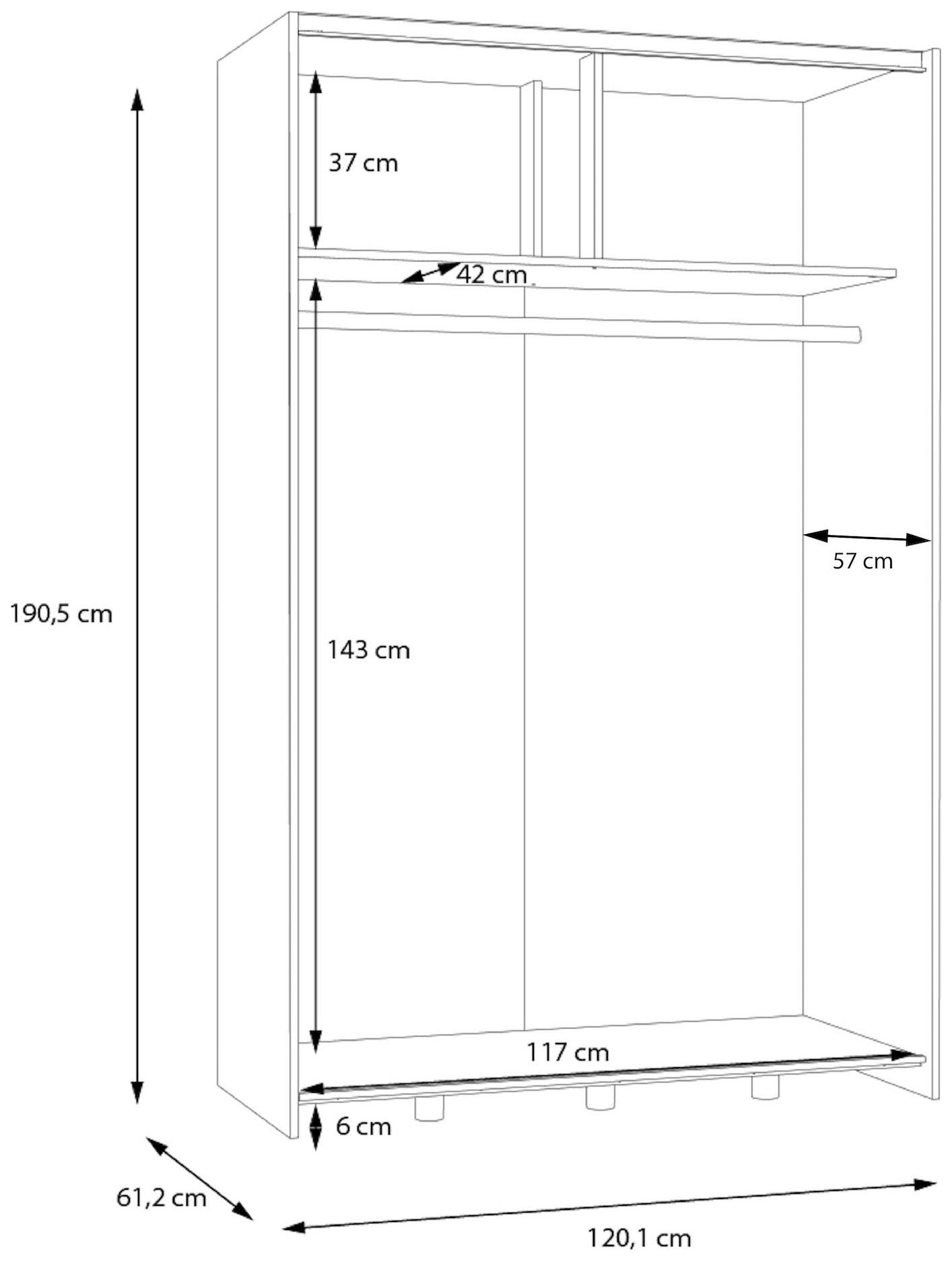 FORTE Schwebetürenschrank »2 Schiebetüren, Made in Europe, stabil und zeitlos« 5 Breiten: 120 -200cm, Höhe ca. 190cm,  in verschiedenen Farben und Breiten