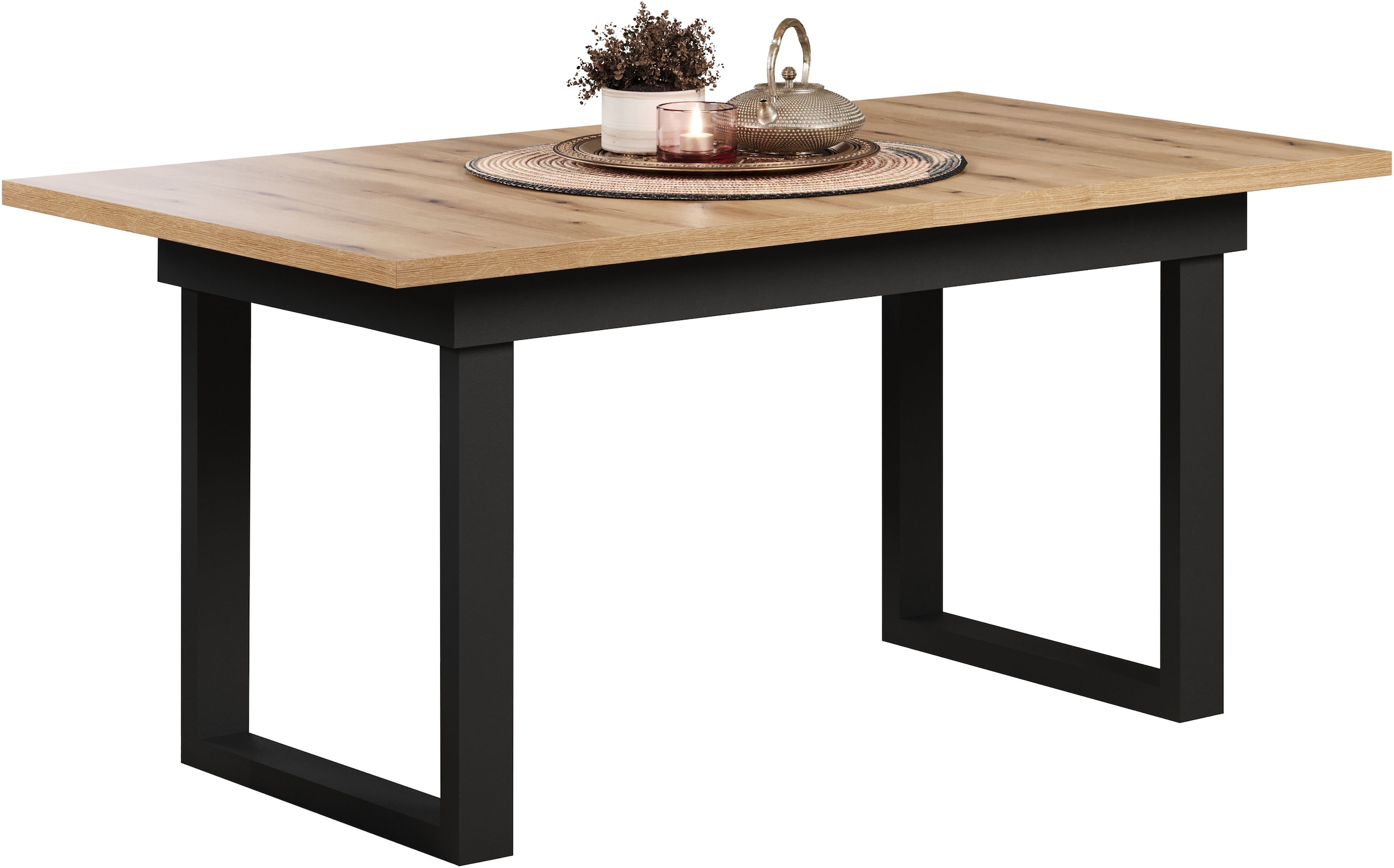 INOSIGN Table de salle à manger »Valencia« 1 cuis tlg. Synchroauszug; Metallkufen, ausziehbar auf 200 cm