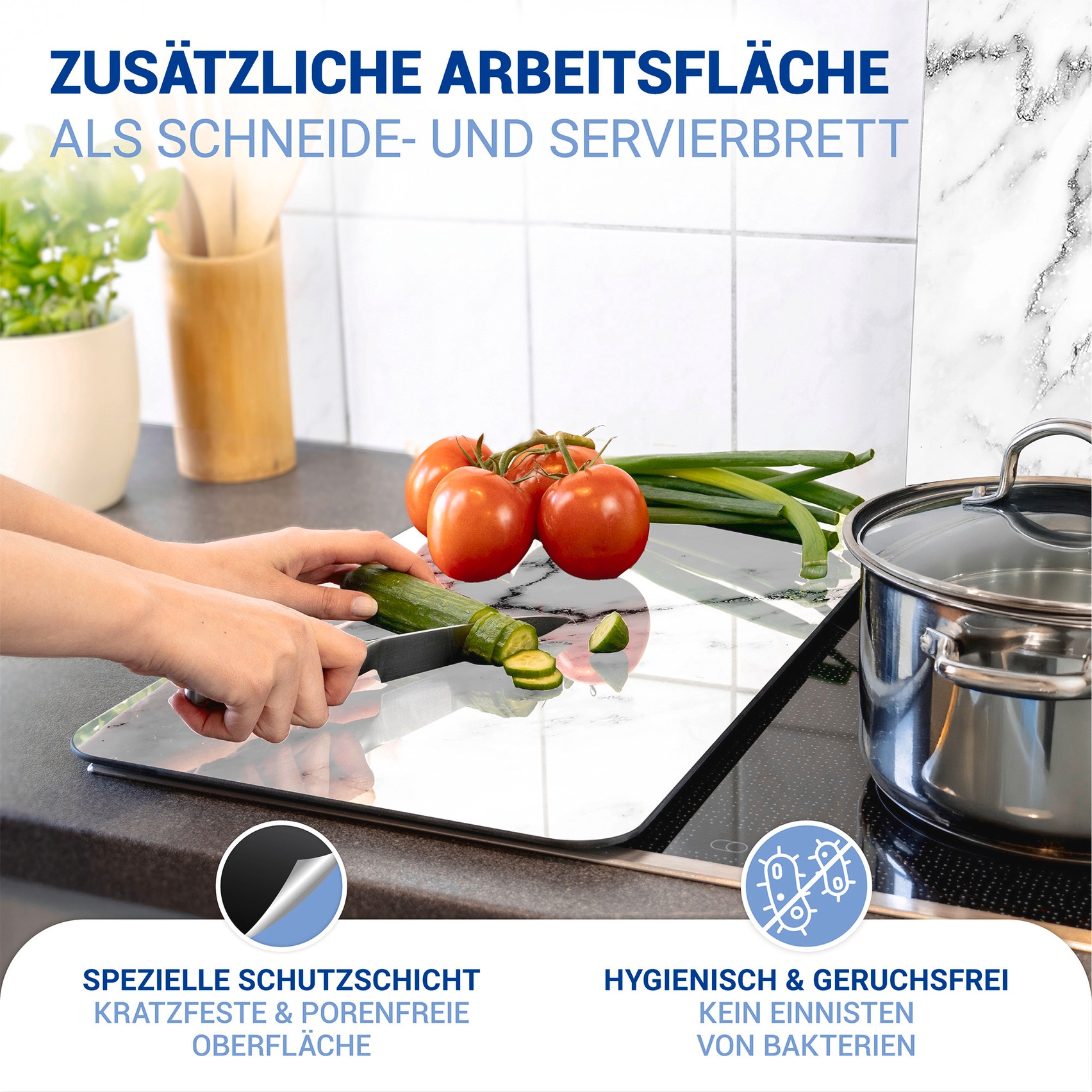 WENKO Herd-Abdeckplatte »Universal Modell Marmor« Herdabdeckung für alle Herdarten, kratzfest, mit rutschfesten Füssen