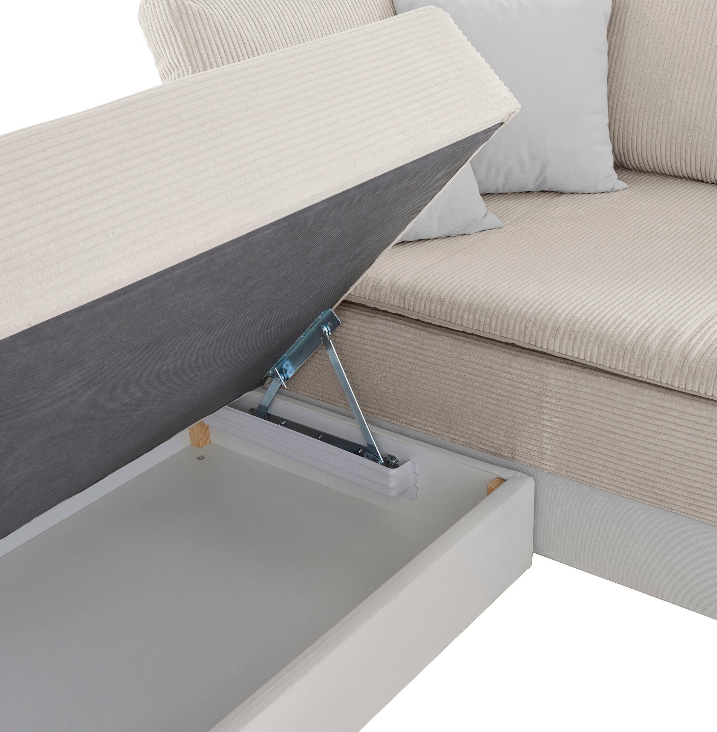 Home affaire Canapé d'angle »Night & Day L-Form, B: 324 cm, Dauer-Schlaffunktion und Armlehne« Bettfunktion & Bettkasten, Boxspringbett 180x200 cm