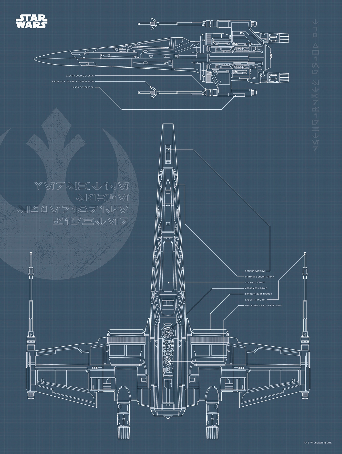 Komar Bild »Star Wars Blueprint X-Wing« Star Wars 1 Stk. tlg. Wandbild zur Dekoration im Kinderzimmer - ohne Rahmen