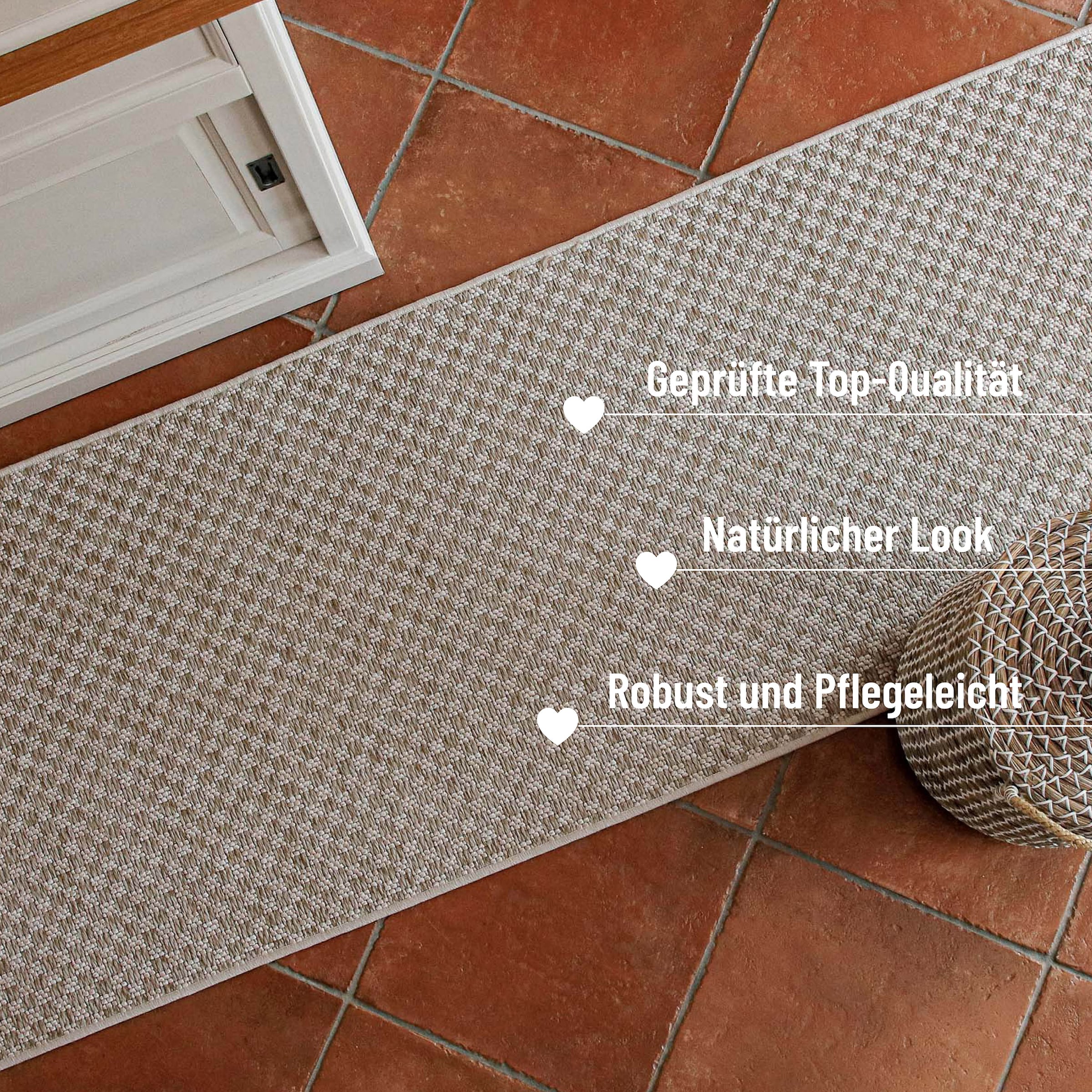 Wecon home Chemin de table »Miami South Beach« Rectangulaire 5 mm Höhe In- & Outdoor Teppich, wetterfest, kariert, Balkon, pflegeleicht