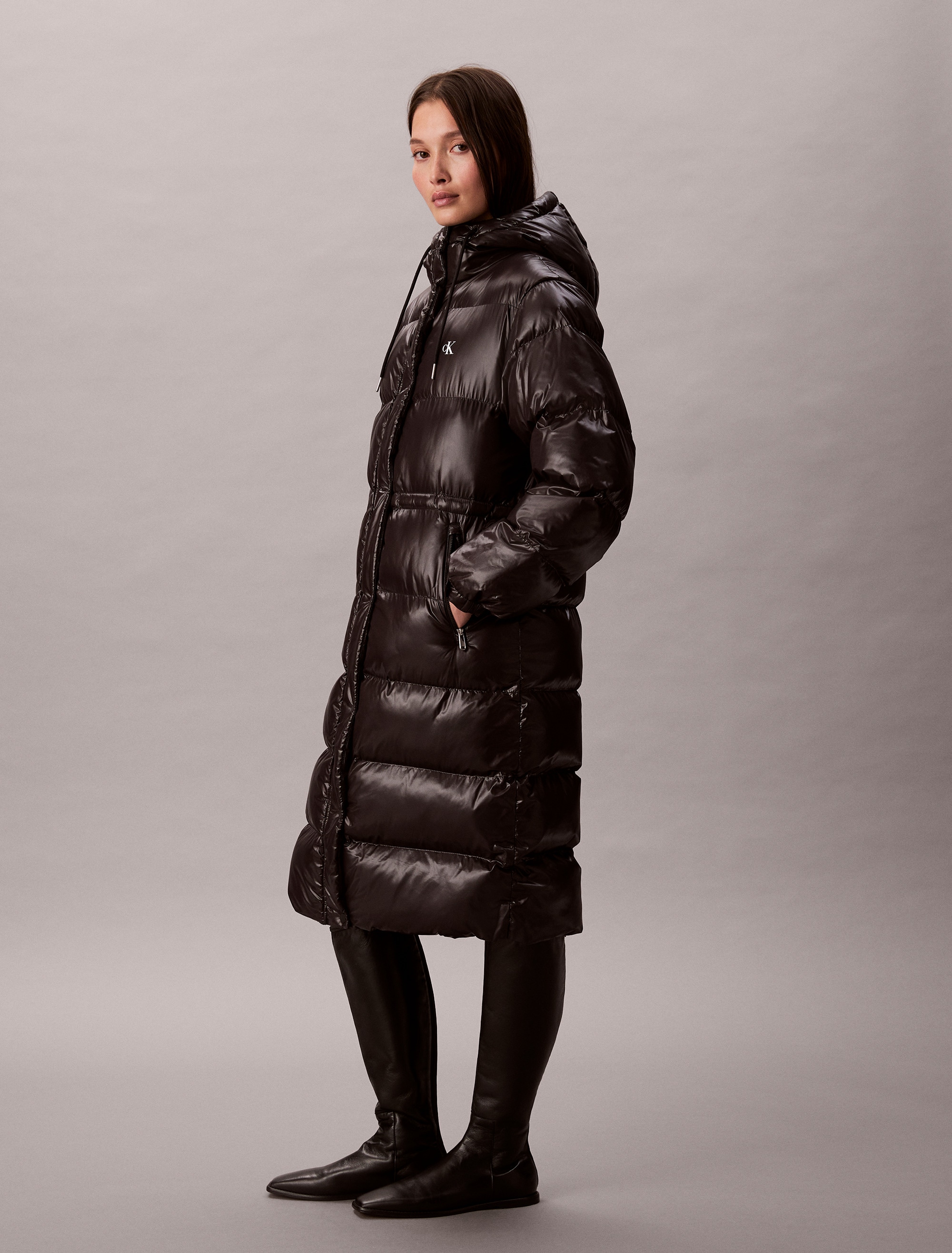 Calvin Klein Jeans Steppmantel »SHINE LONG PUFFER COAT« Mit Rundhalsausschnitt, regular fit