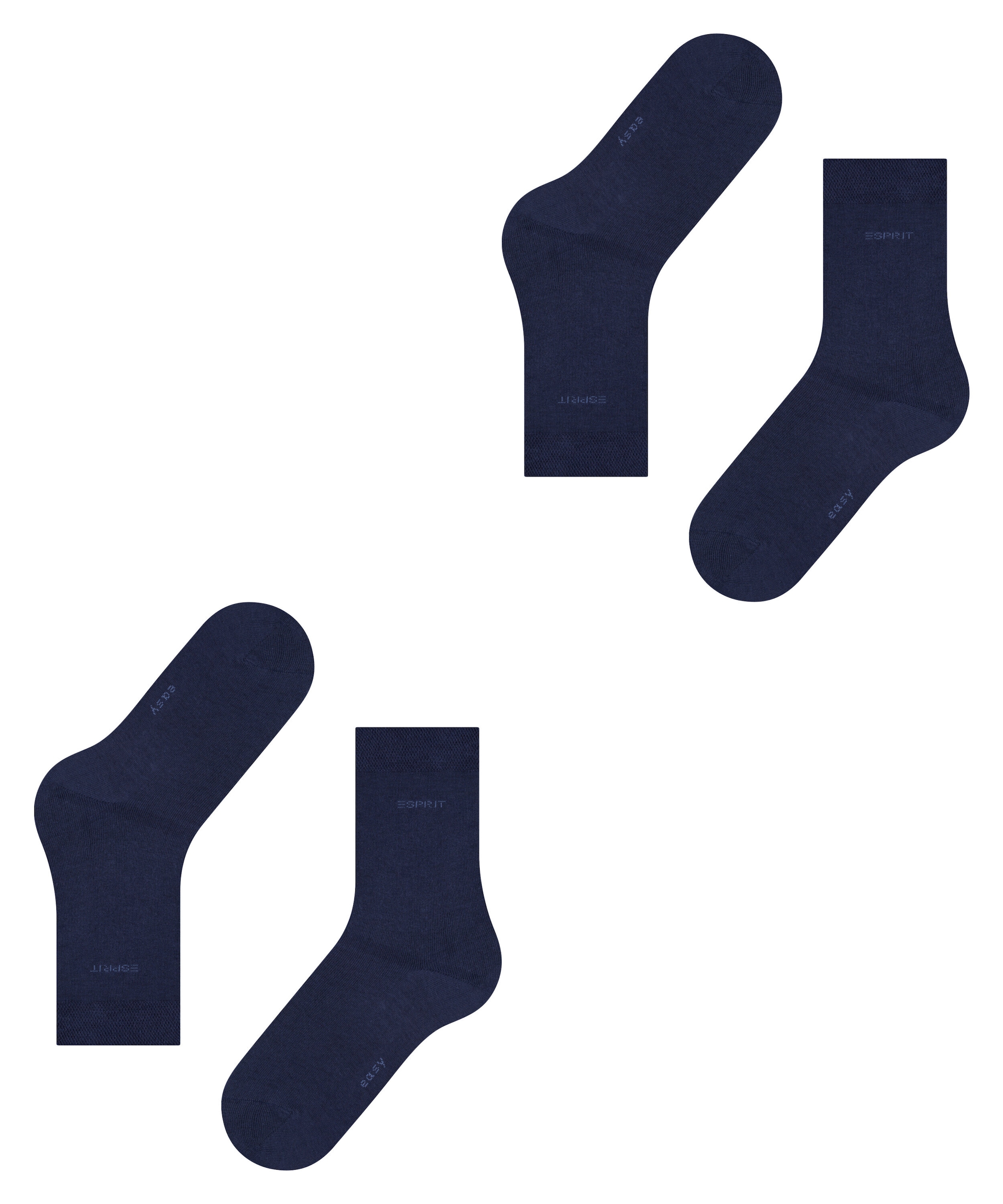 Esprit Socken »Basic Easy« 2 Paar, 2 Paar tlg. ohne einschneidendes Bündchen, Basic-Socke, Uni-Strümpfe atmungsaktiv