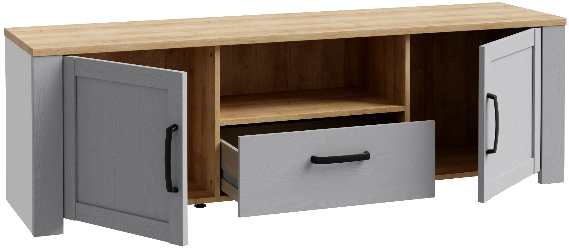 FORTE Tableau TV »Bohol TV-Schrank, Stauraum, 2 farbiges Dekor, landhaus« Largeur 166 cm