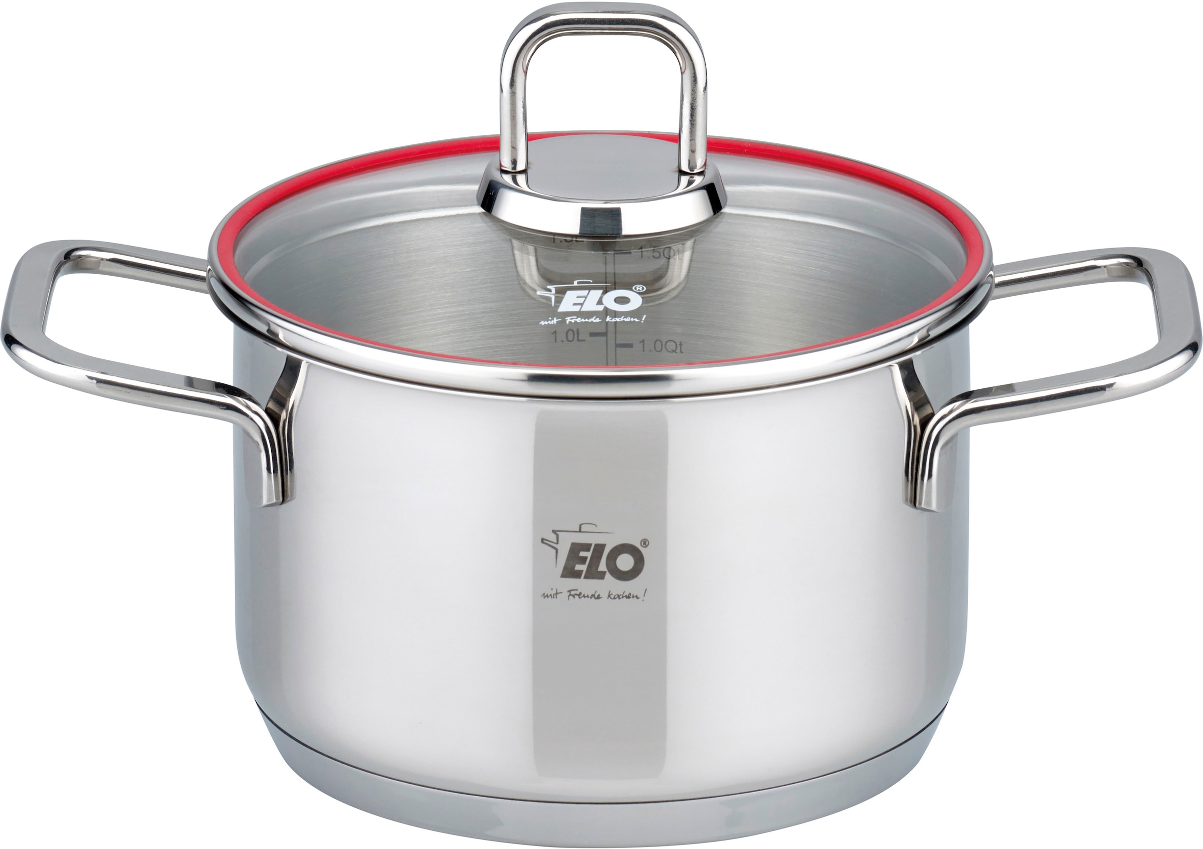 Elo Set de casseroles »Excellent« Set, Bratentopf Ø 20 cm, je 1 Fleischtopf Ø 16/20/24 cm, Kasserolle Ø 16 cm, 6 cuis tlg. inkl. Untersetzer, mit Literskala, Induktion