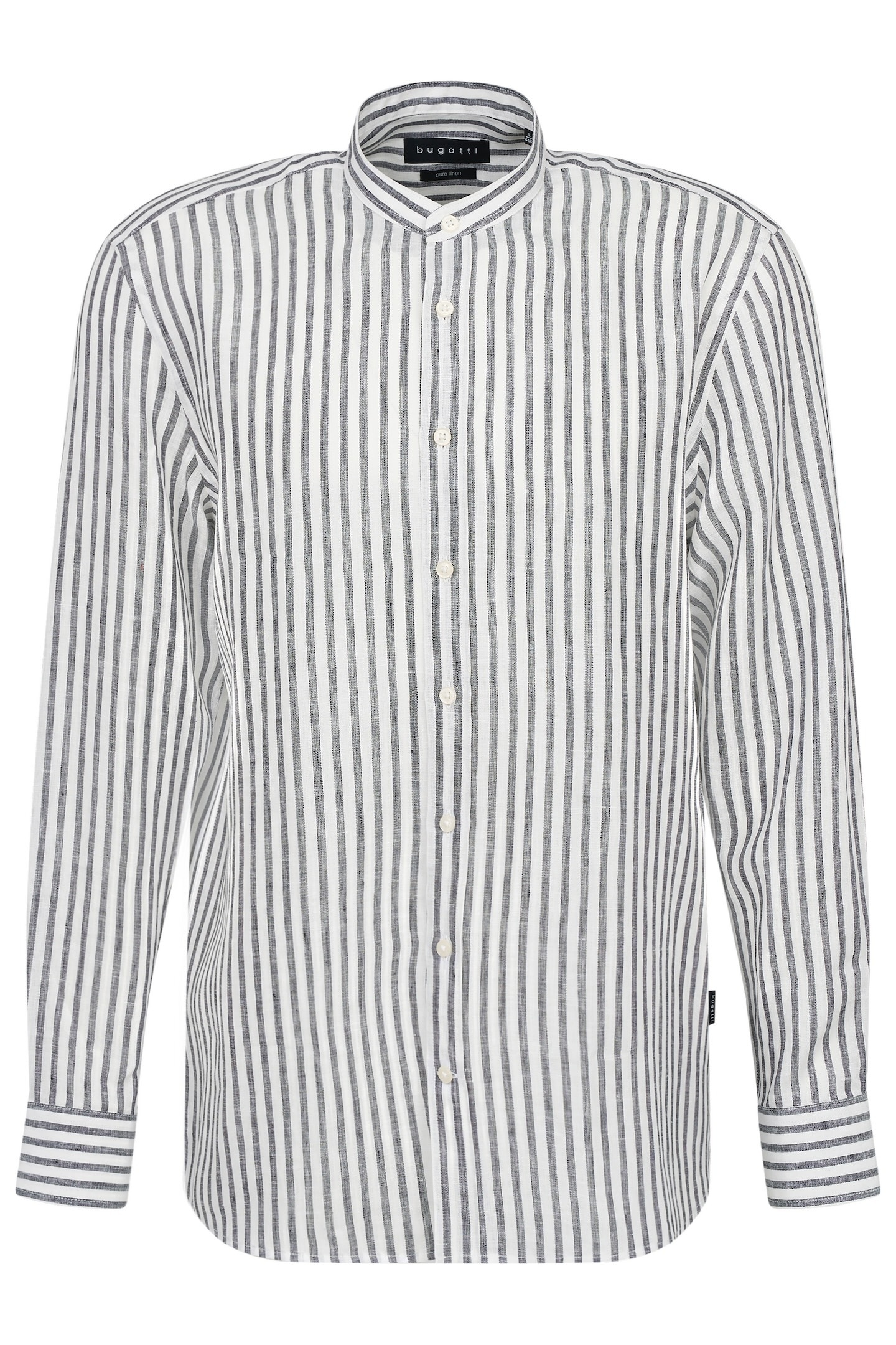 bugatti Langarmhemd mit Mandarinkragen