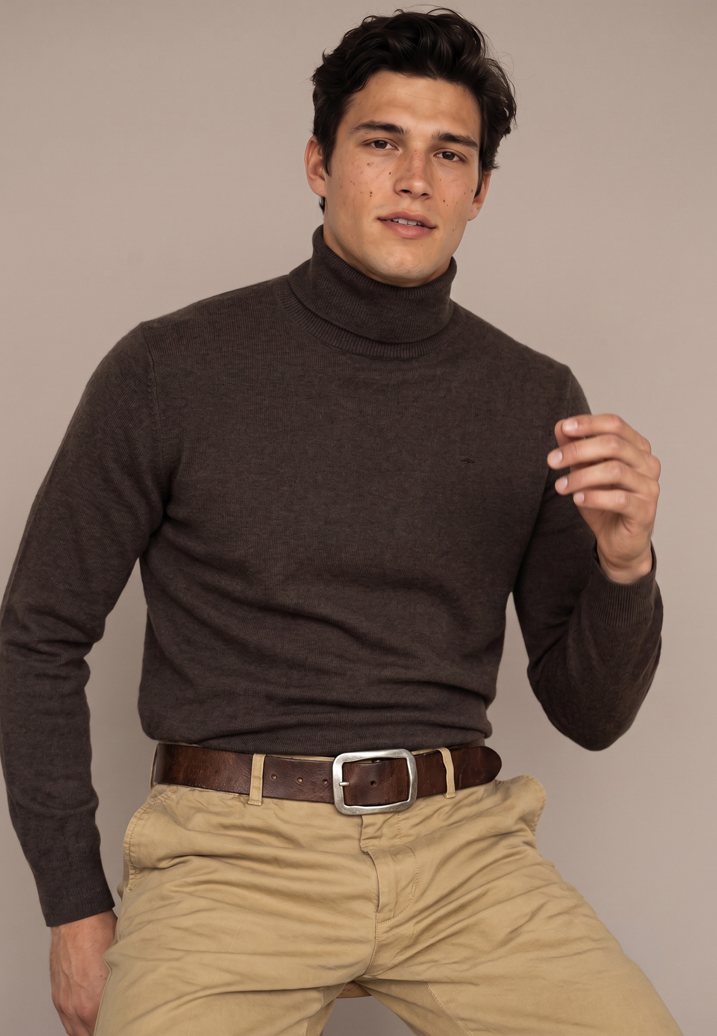 FYNCH-HATTON Pull à col roulé avec broderie du logo