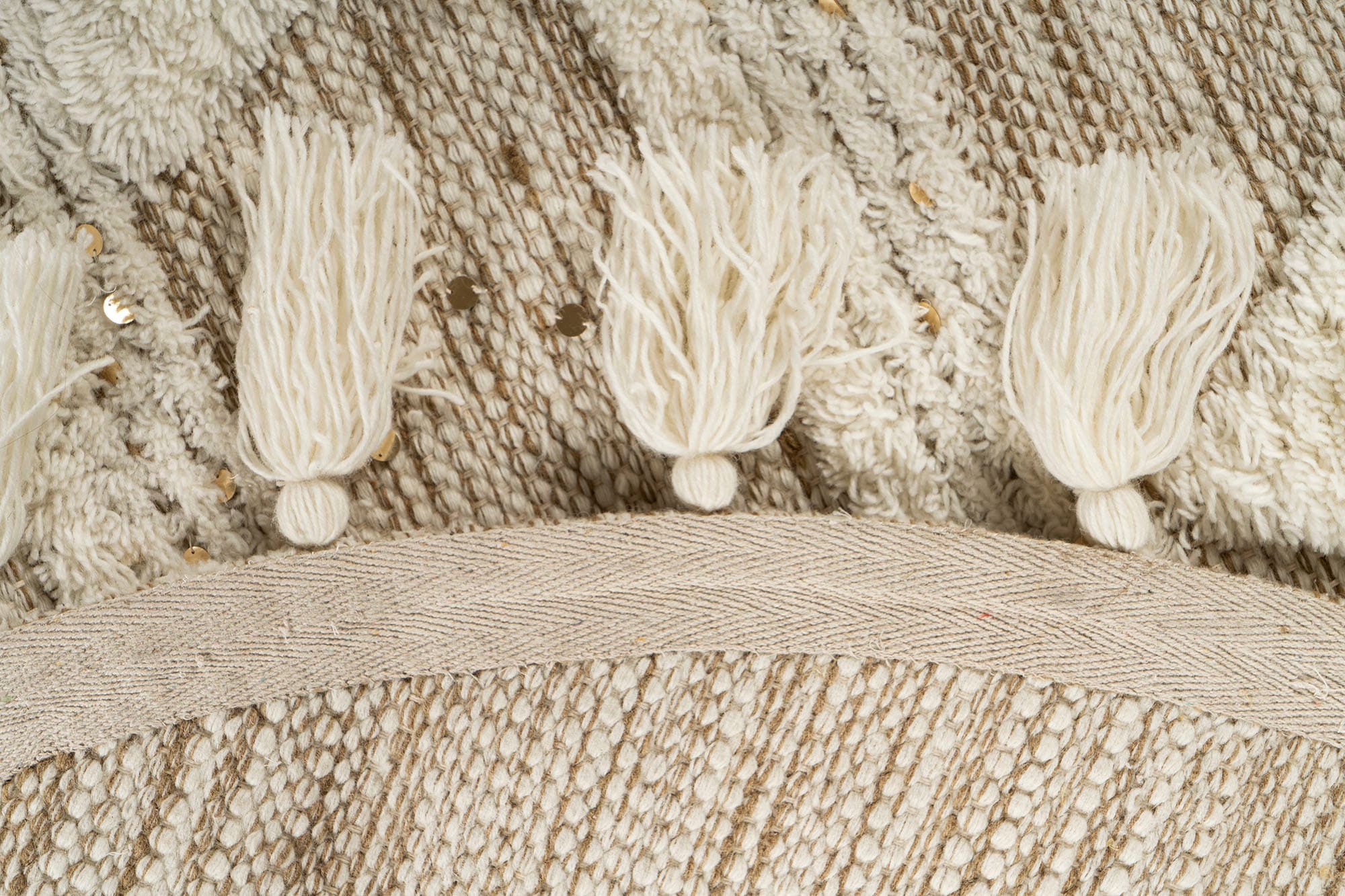 me gusta Wollteppich »Bohist 425« rund 18 mm Höhe Wohnzimmer, Hoch-Tief-Struktur, Boho, Ethno