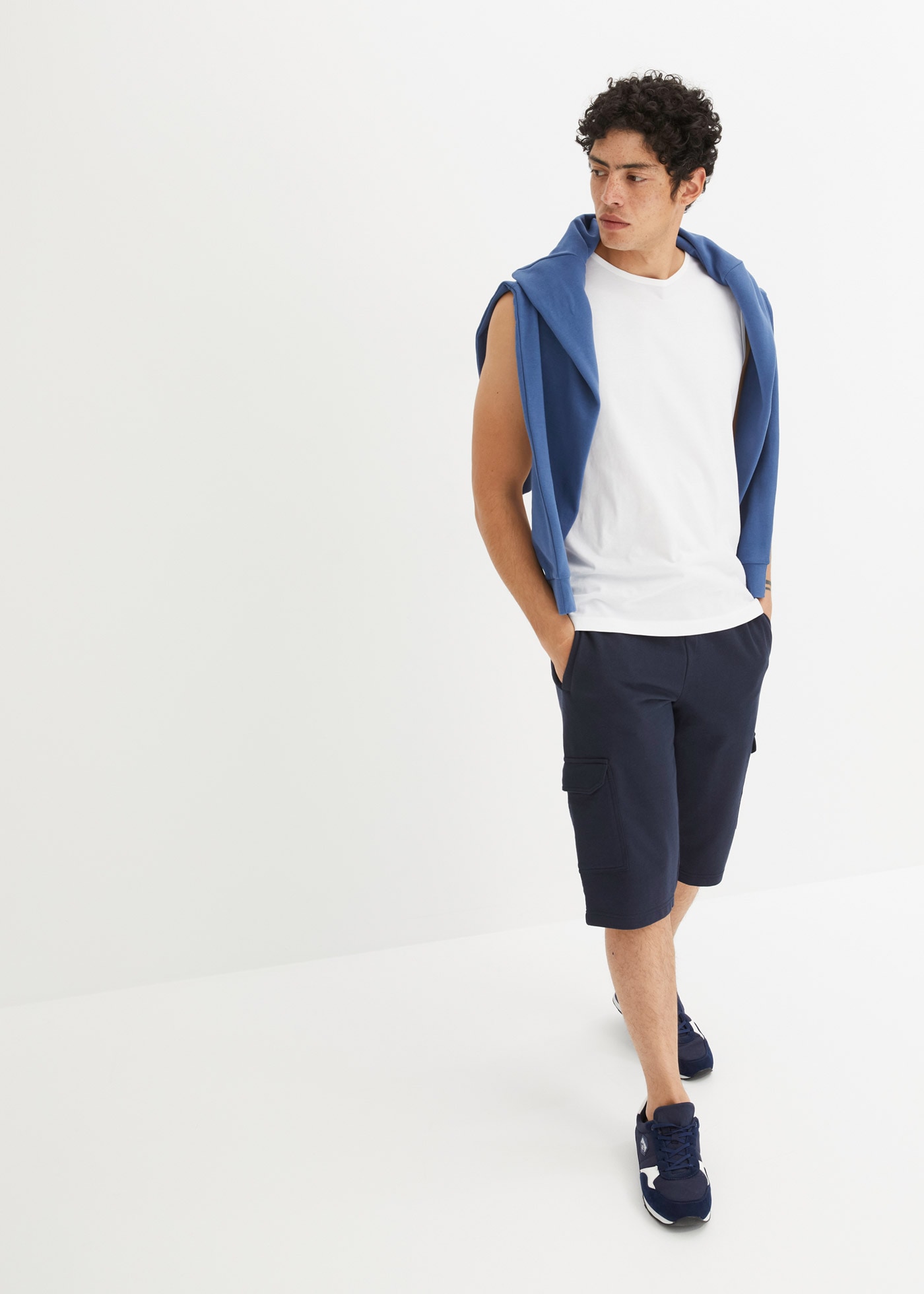 bonprix Cargobermudas  aus Baumwolle, mit Cargotaschen, Regular Fit, mit elastischem Bund