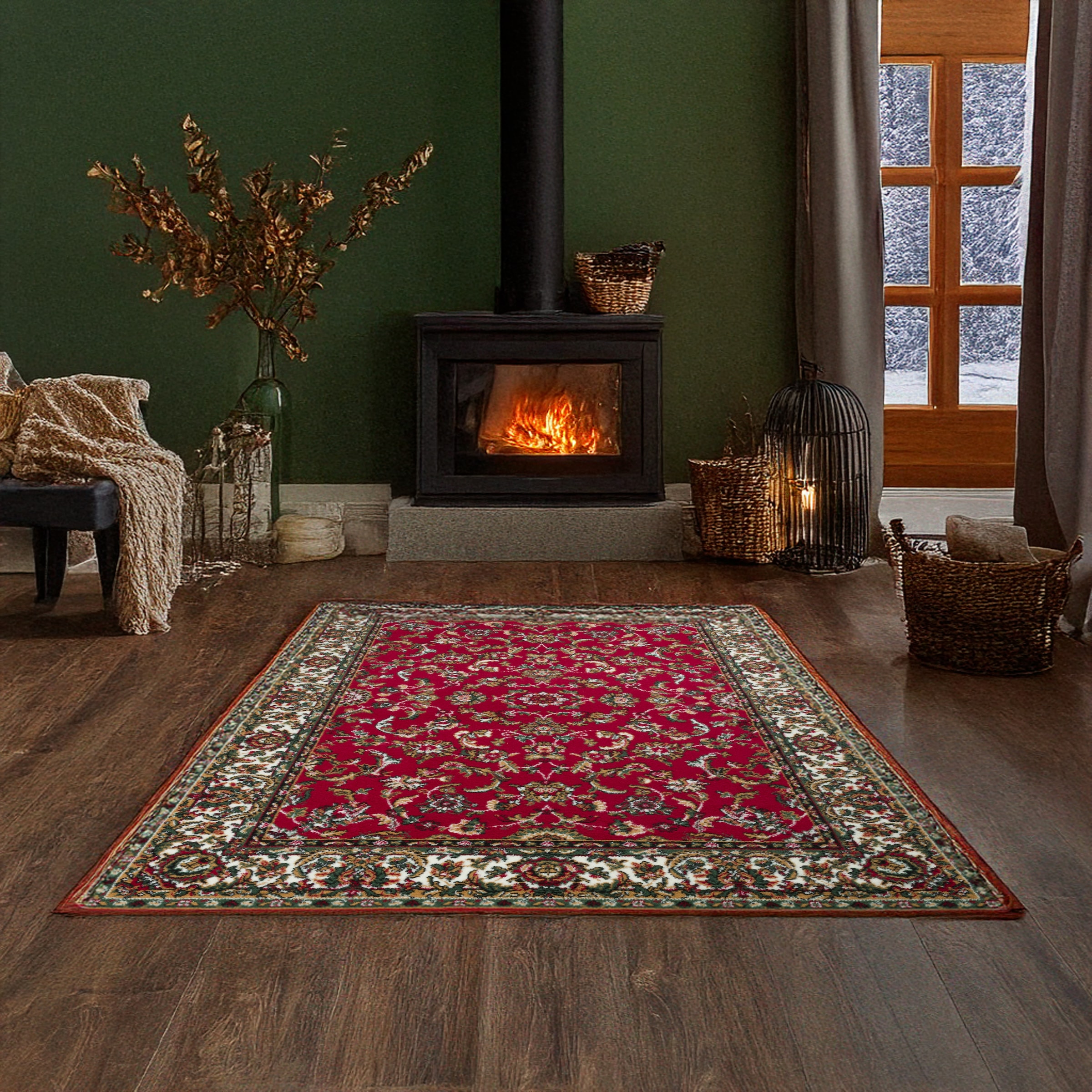 GOODproduct Tapis »Ezzo, mit Bordüre, Kurzflor, Made in Belgium« Rectangulaire 7 mm Höhe aspect orient, tapis, salon, salle à manger, chambre à coucher
