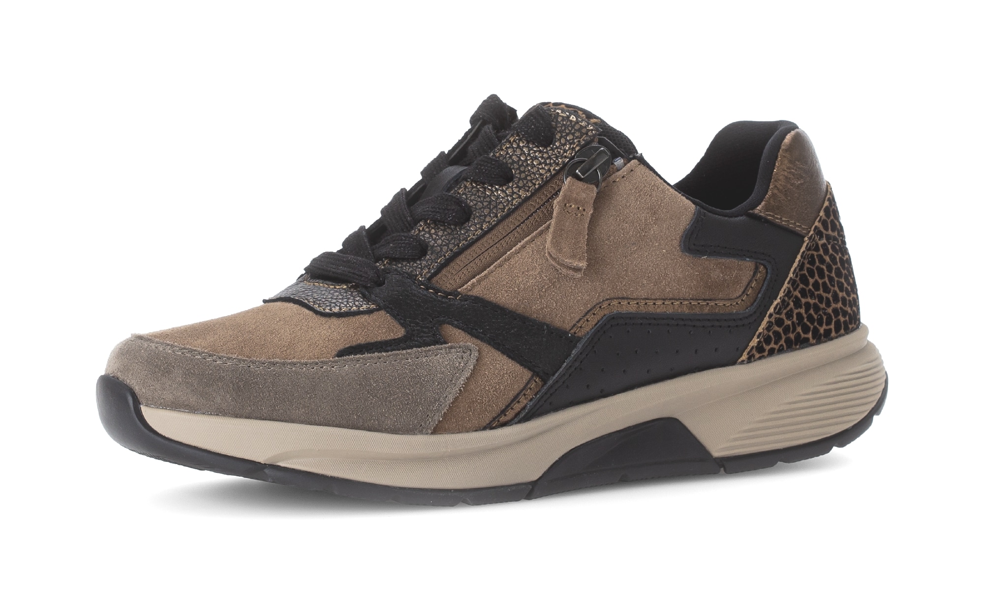rollingsoft Baskets compensées  , chaussures à lacets, chaussures basses, chaussures de loisirs avec fermeture éclair supplémentaire