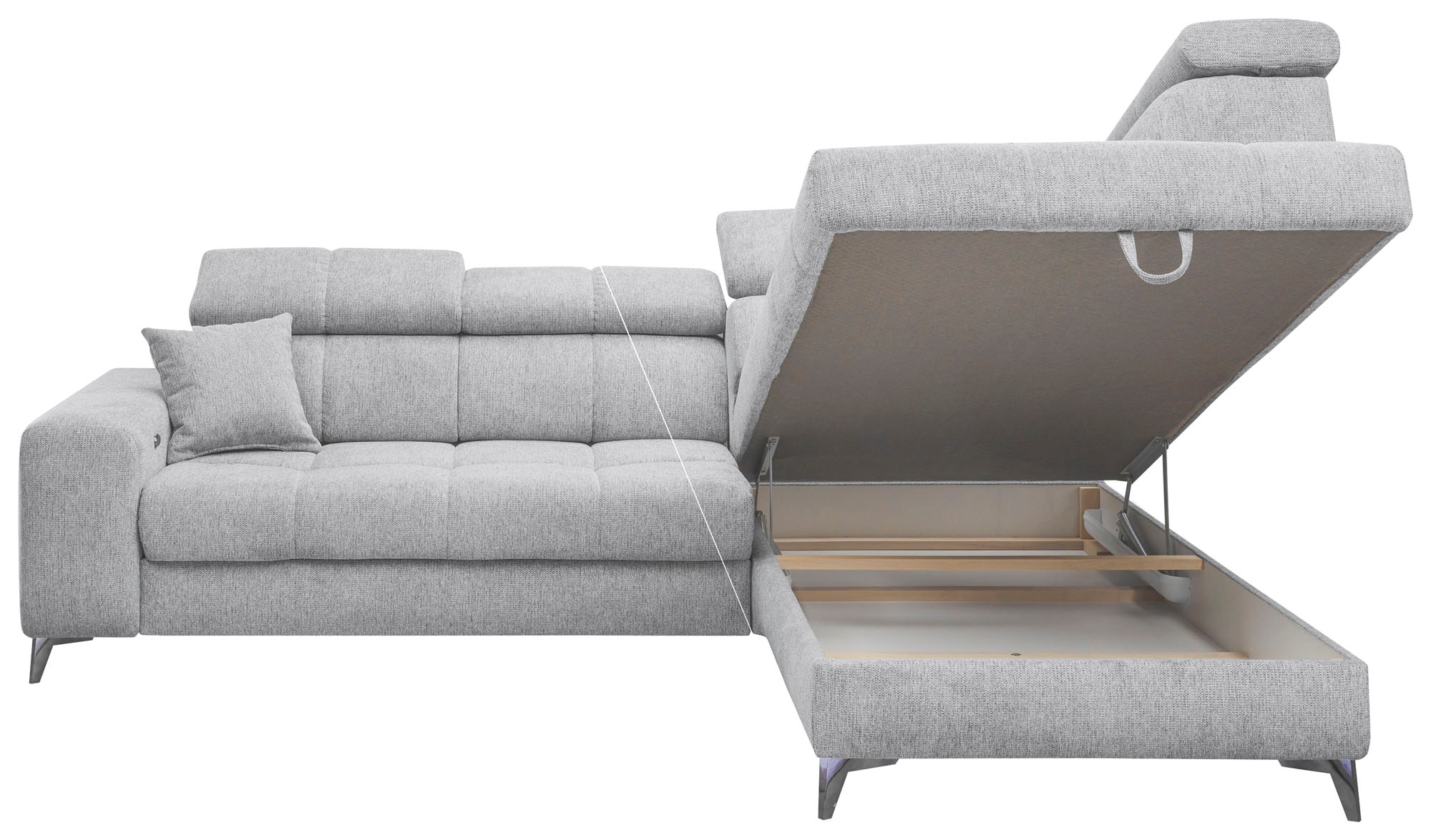 ED EXCITING DESIGN Ecksofa »Sydney L-Form« motorischer Sitztiefenverstellung, USB-Port & 2 Zierkissen