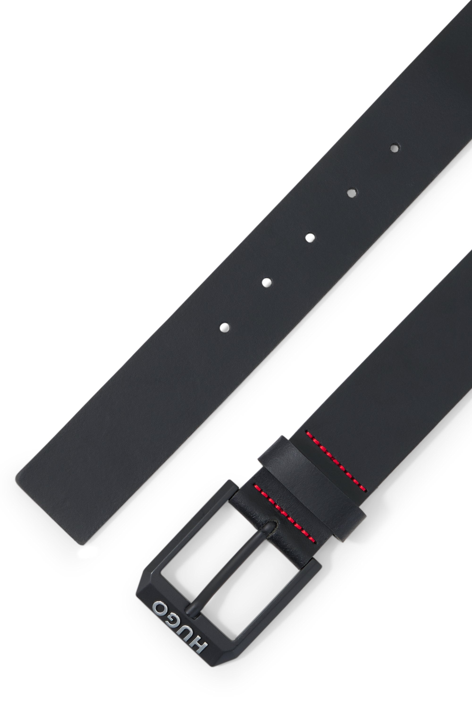 HUGO Ceinture en cuir »Gelio-B_Sz40« Étiquette de marque HUGO, couture rouge au tirant