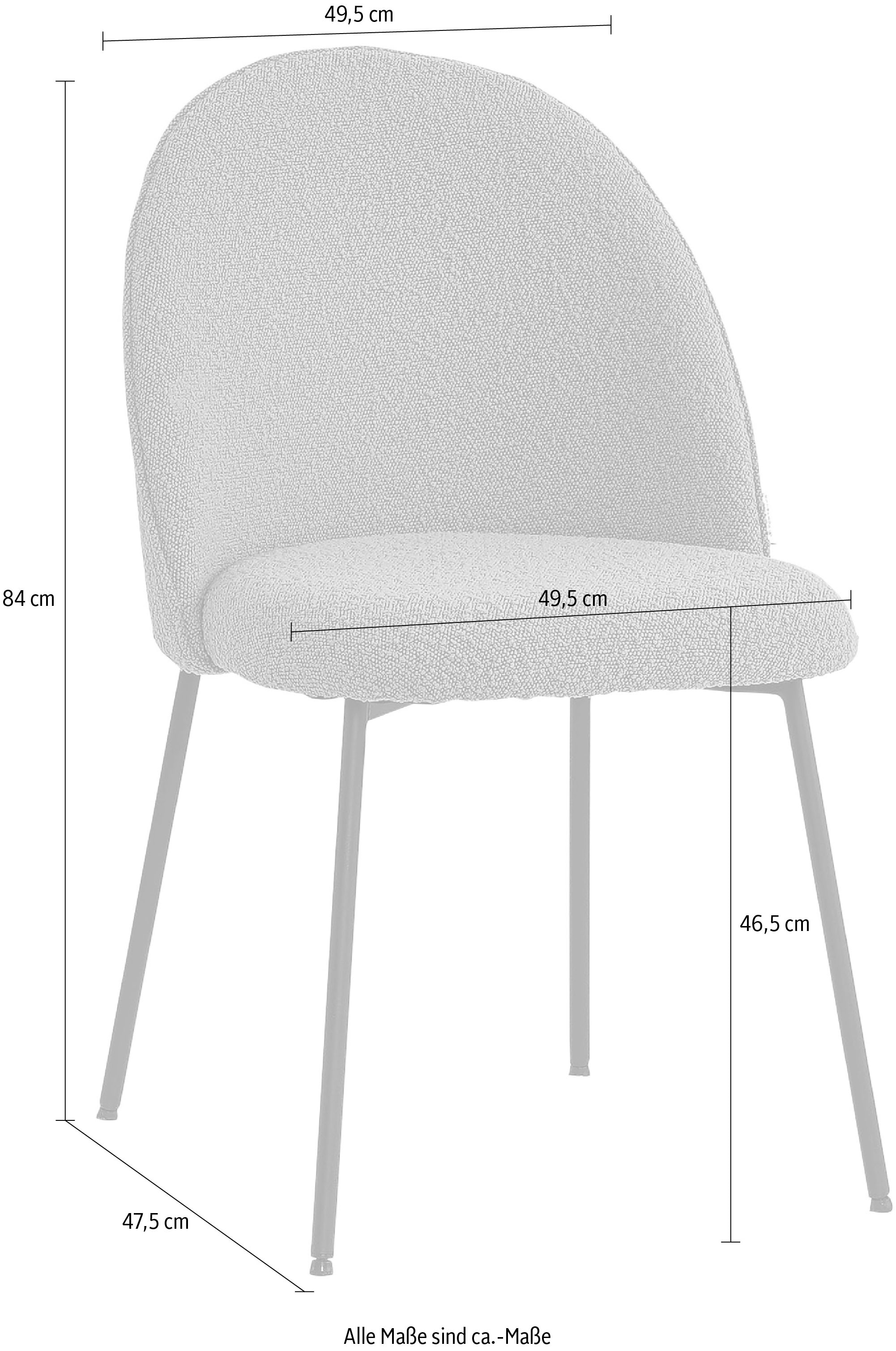 SIT Chaise rembourrée »Set 2 St. – Gepolsterte Esszimmerstühle mit abgerundeter Rückenlehne« (Ensemble) 2 cuisavec dossier arrondi et tissu bouclé