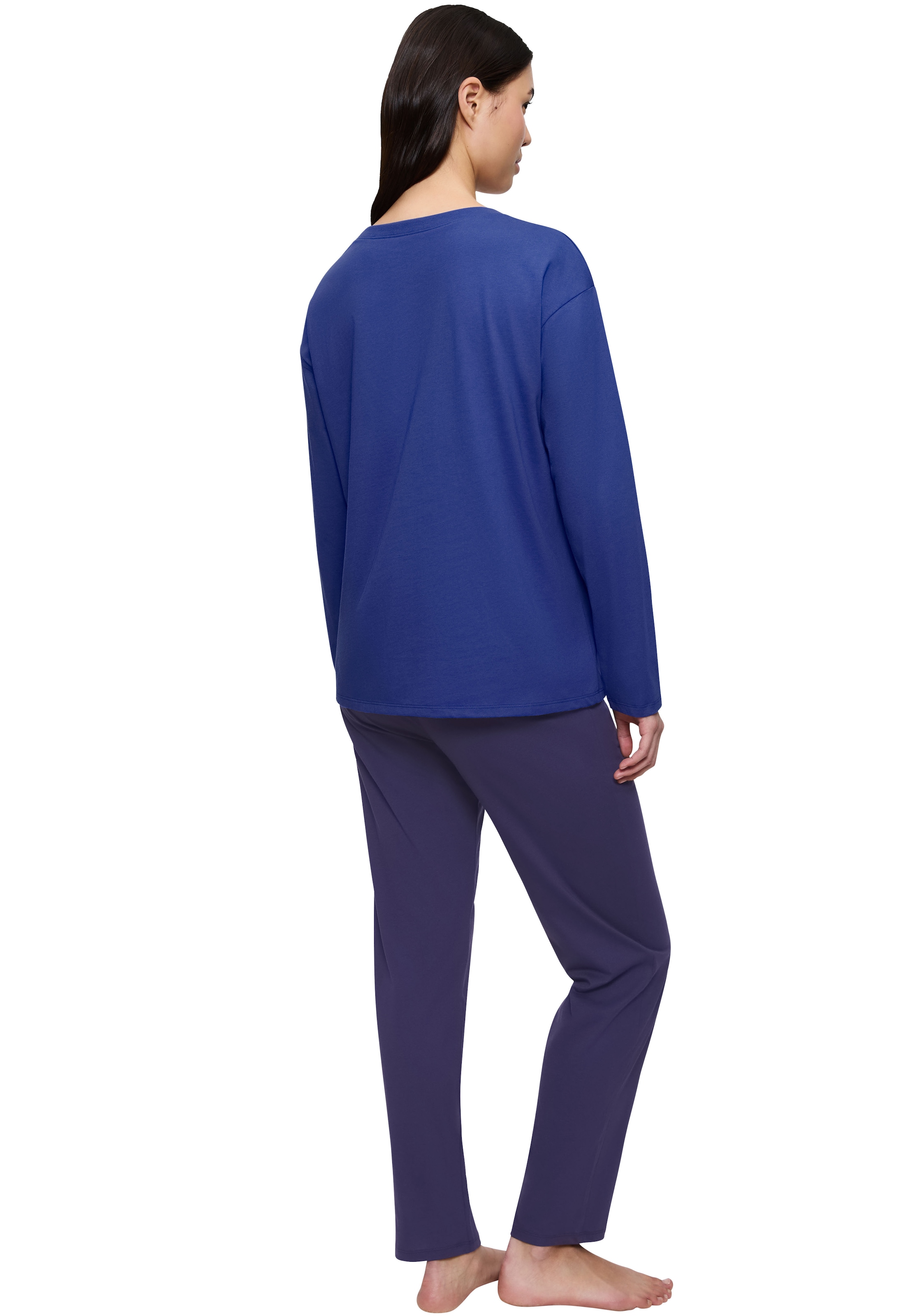 Triumph Pyjama Blumenstickerei, Brusttasche, Rundhalsausschnitt, Langarm