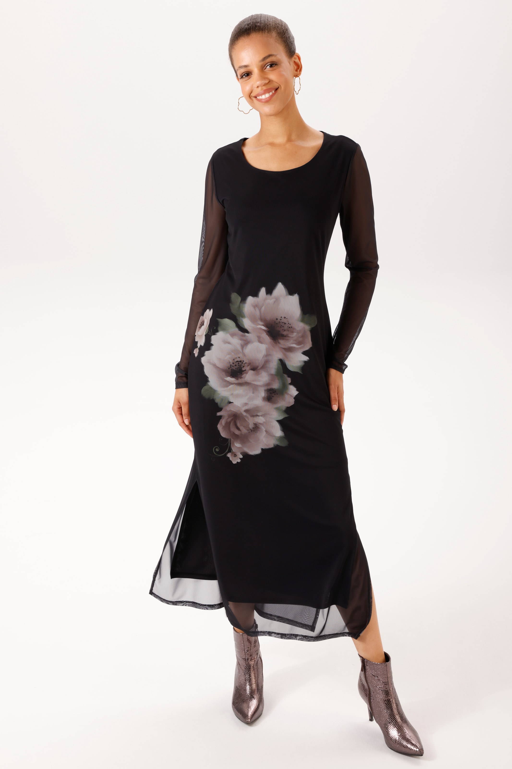 Aniston CASUAL Maxikleid mit grossflächigen Batikblüten - NEUE KOLLEKTION