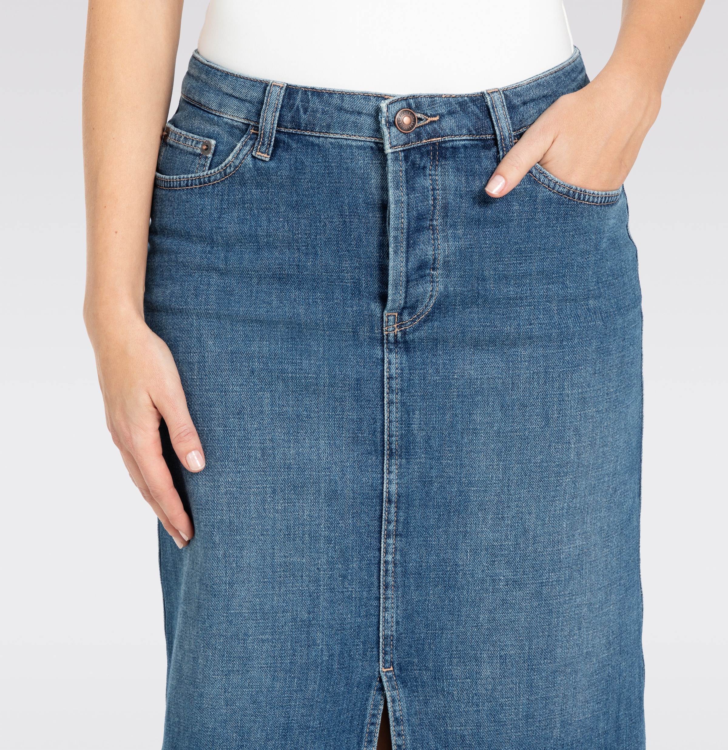 MAC Jupe midi »MIDI SKIRT fringe« im Five-Pocket Style