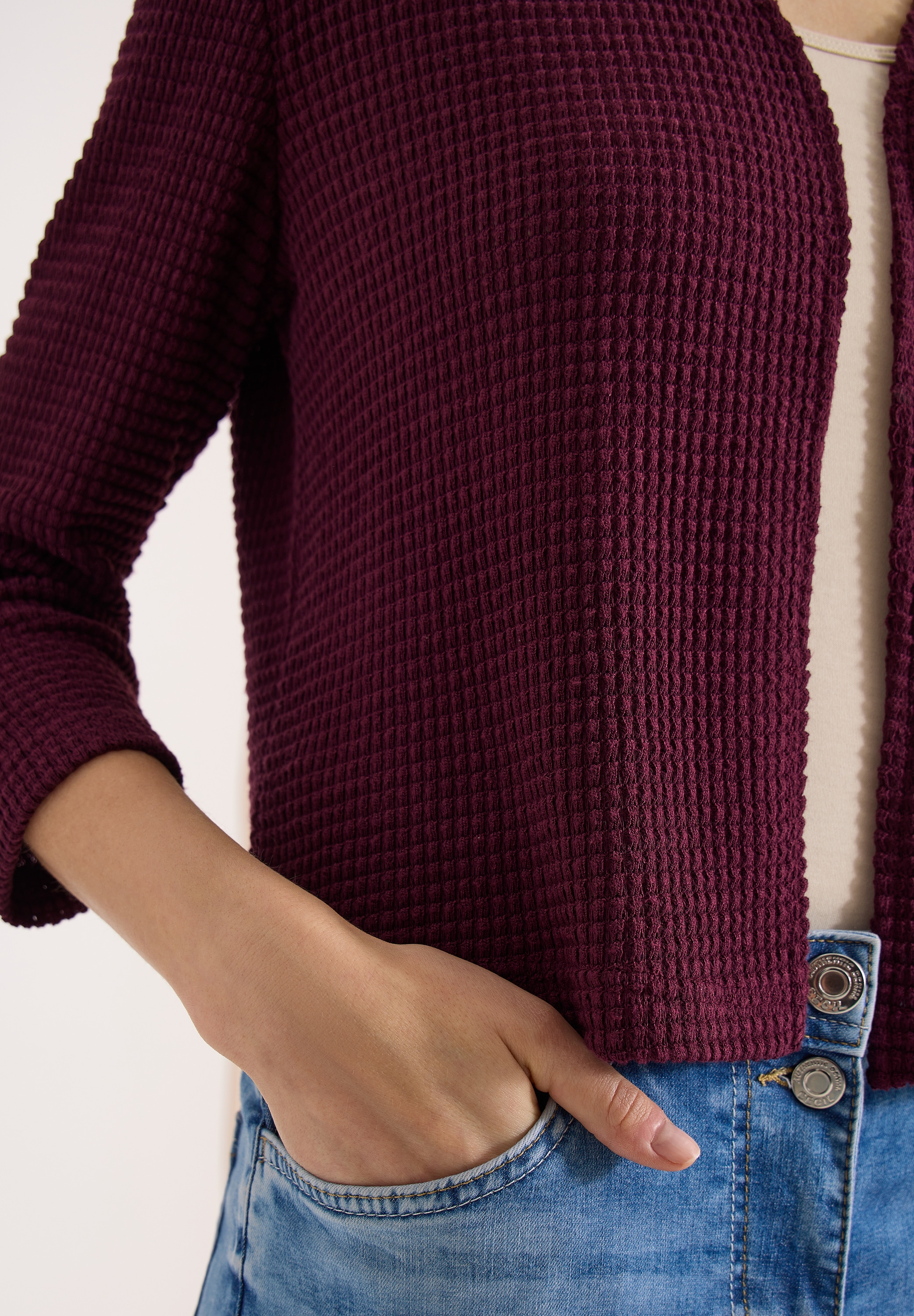 Cecil Veste chemise veste ouverte 3/4 manches en ajouré