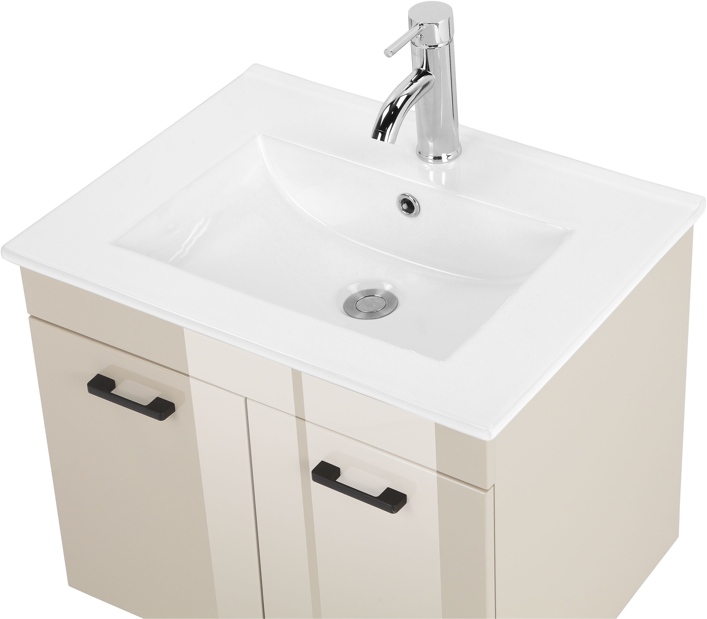 welltime Waschtisch »Florenz, Breite 60cm, 2 Tür, 2 Fächer, MDF-Front« Komplett-Set,  Waschplatz mit 2 Türen,in verschiedenen Farben erhältlich, Badmöbel