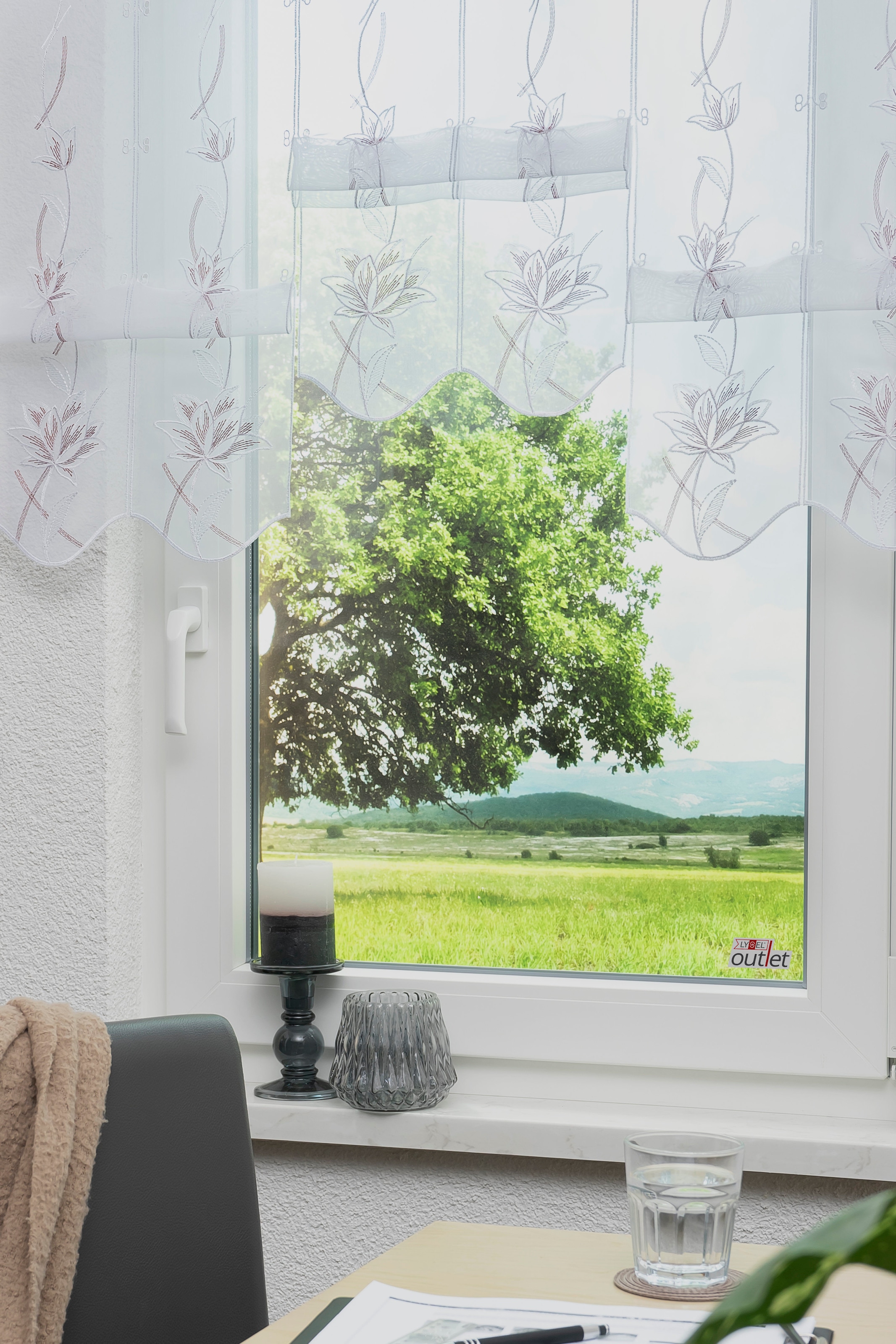 Stickereien Plauen Scheibengardine »Kiara« Stangendurchzug 1 Stk. tlg.