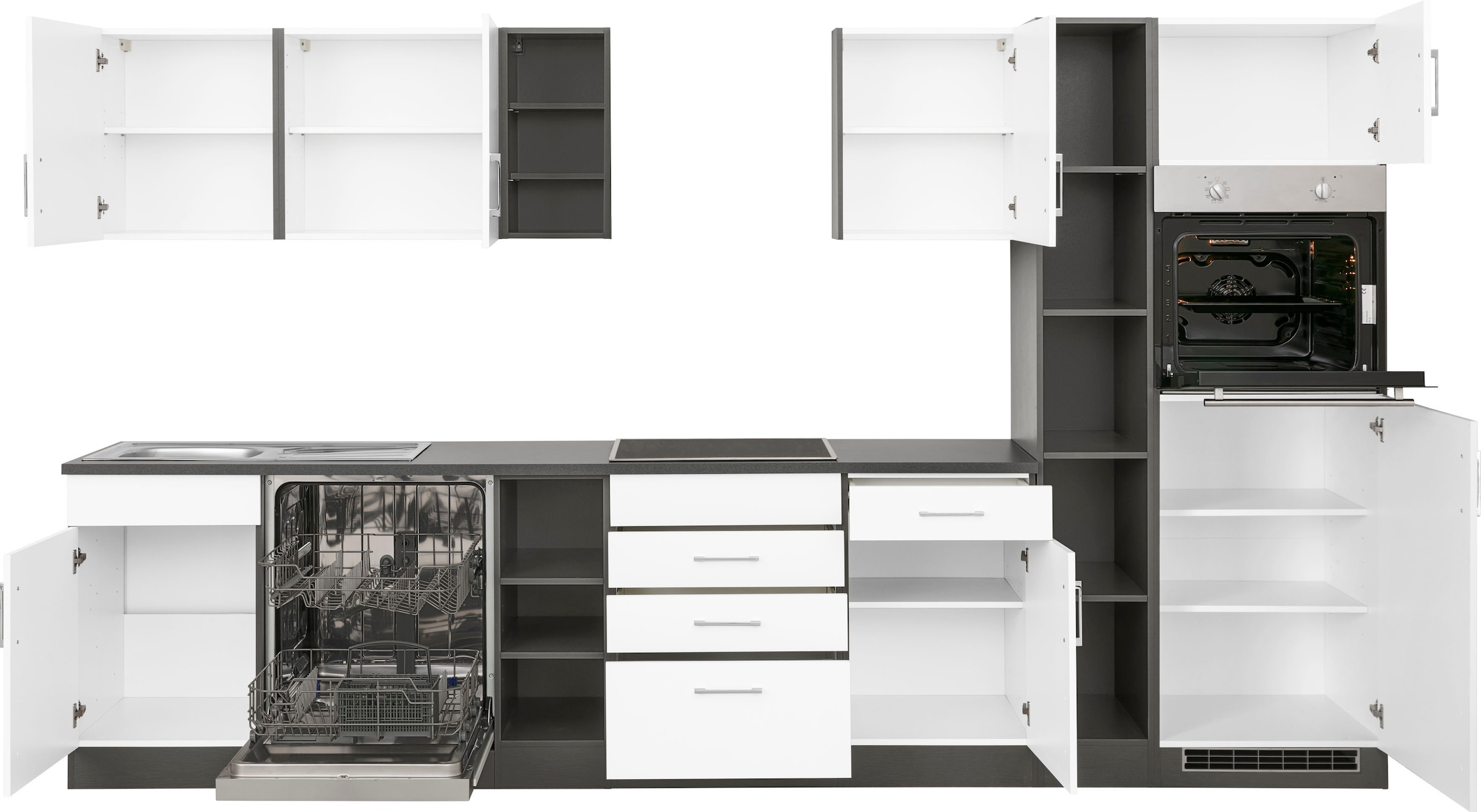 KOCHSTATION Kitchenette »KS-Paris â€“ Küchen mit einzigartigen Fotomotiven auf den Fronten« largeur 340 cm, au choix avec appareils électriques et induction