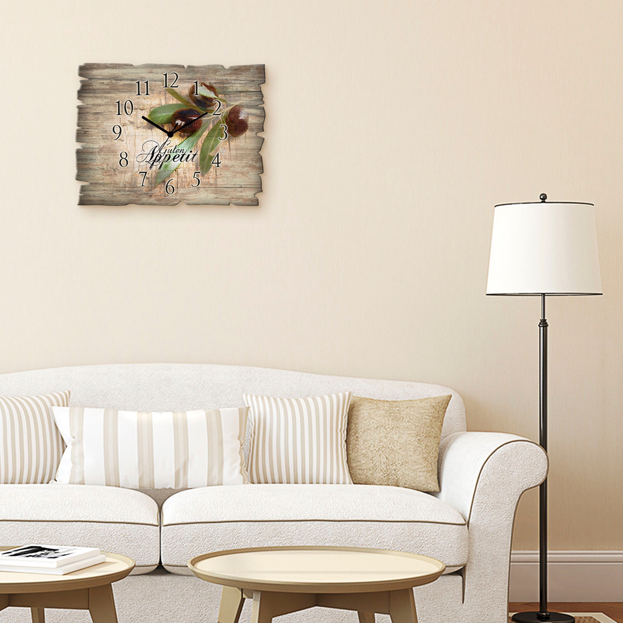 Artland Horloge murale »Oliven Guten Appetit« wahlweise mit Quarz- oder Funkuhrwerk, lautlos ohne Tickgeräusche