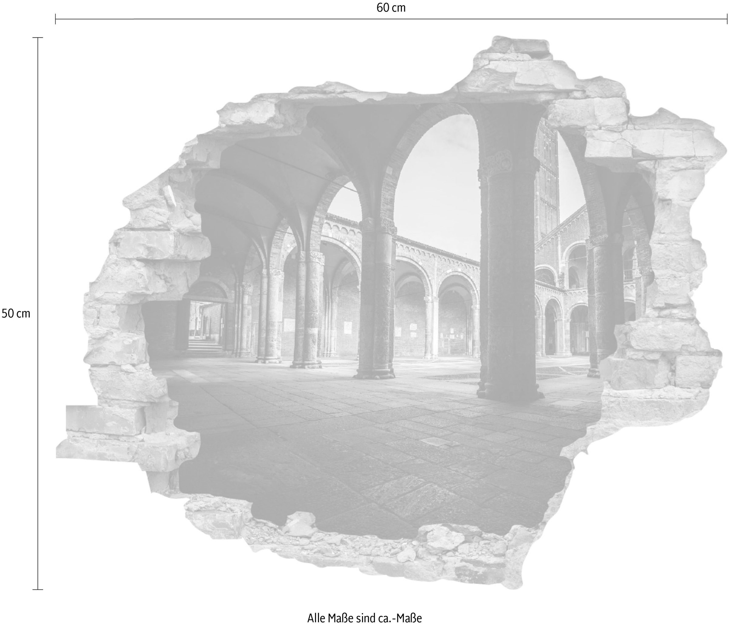 queence Autocollant mural »Torbögen« Wandsticker, Wandbild, selbstklebend, 3D, Wanddurchbruch