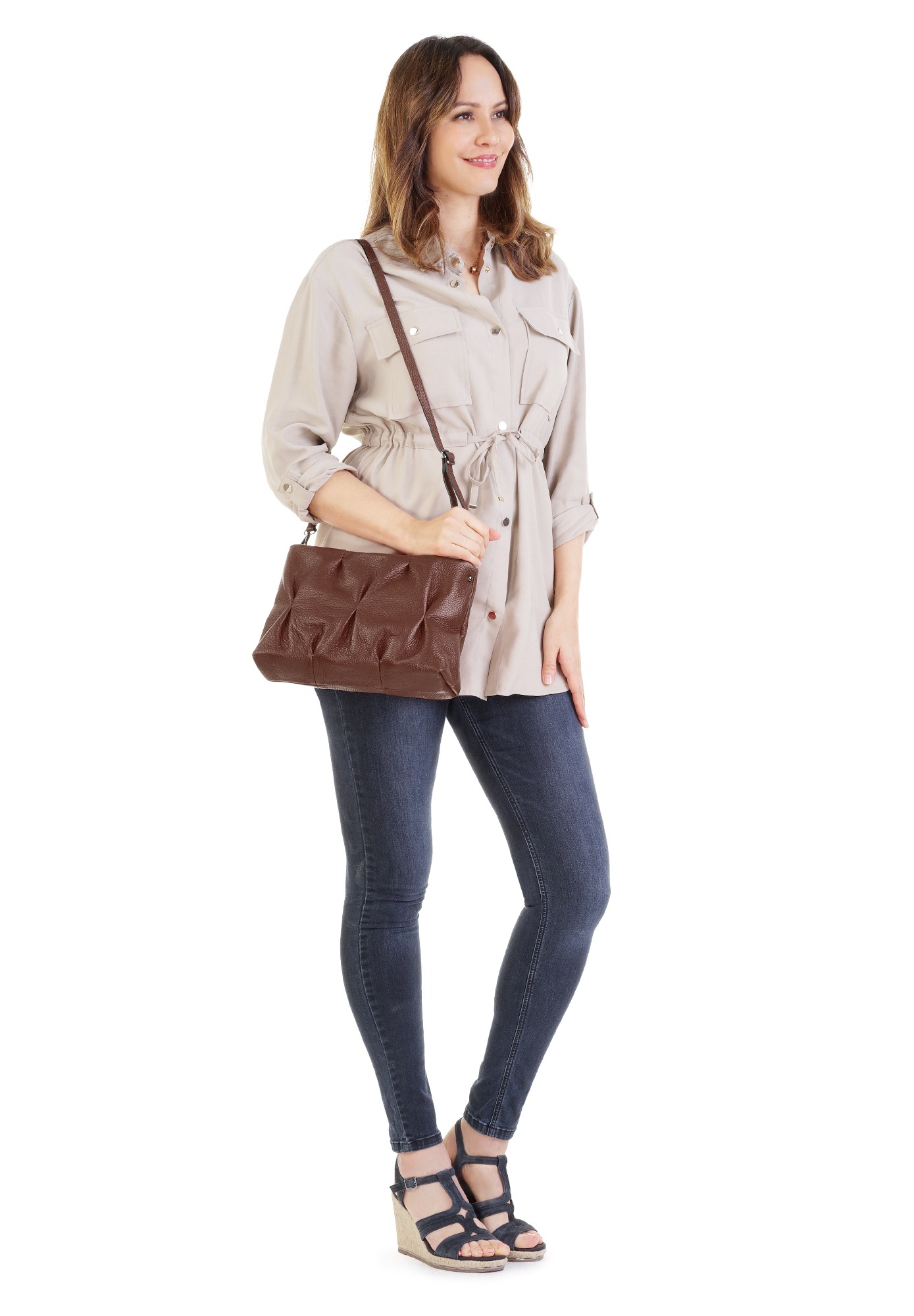 Cluty Umhängetasche echt Leder, Made in Italy