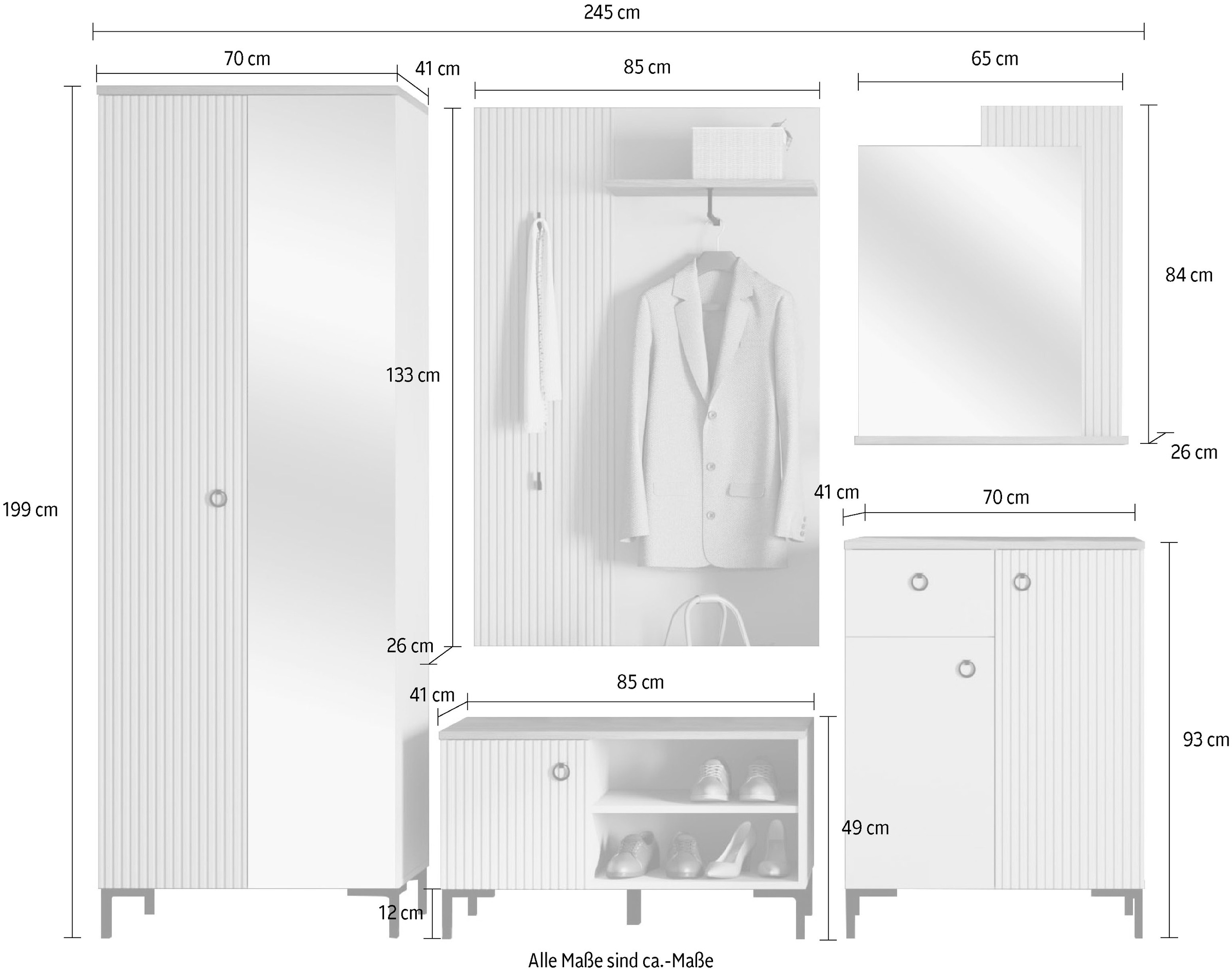 Home affaire Ensemble de vestiaires »Luminara« Komplett-Set, 5 cuis tlg.