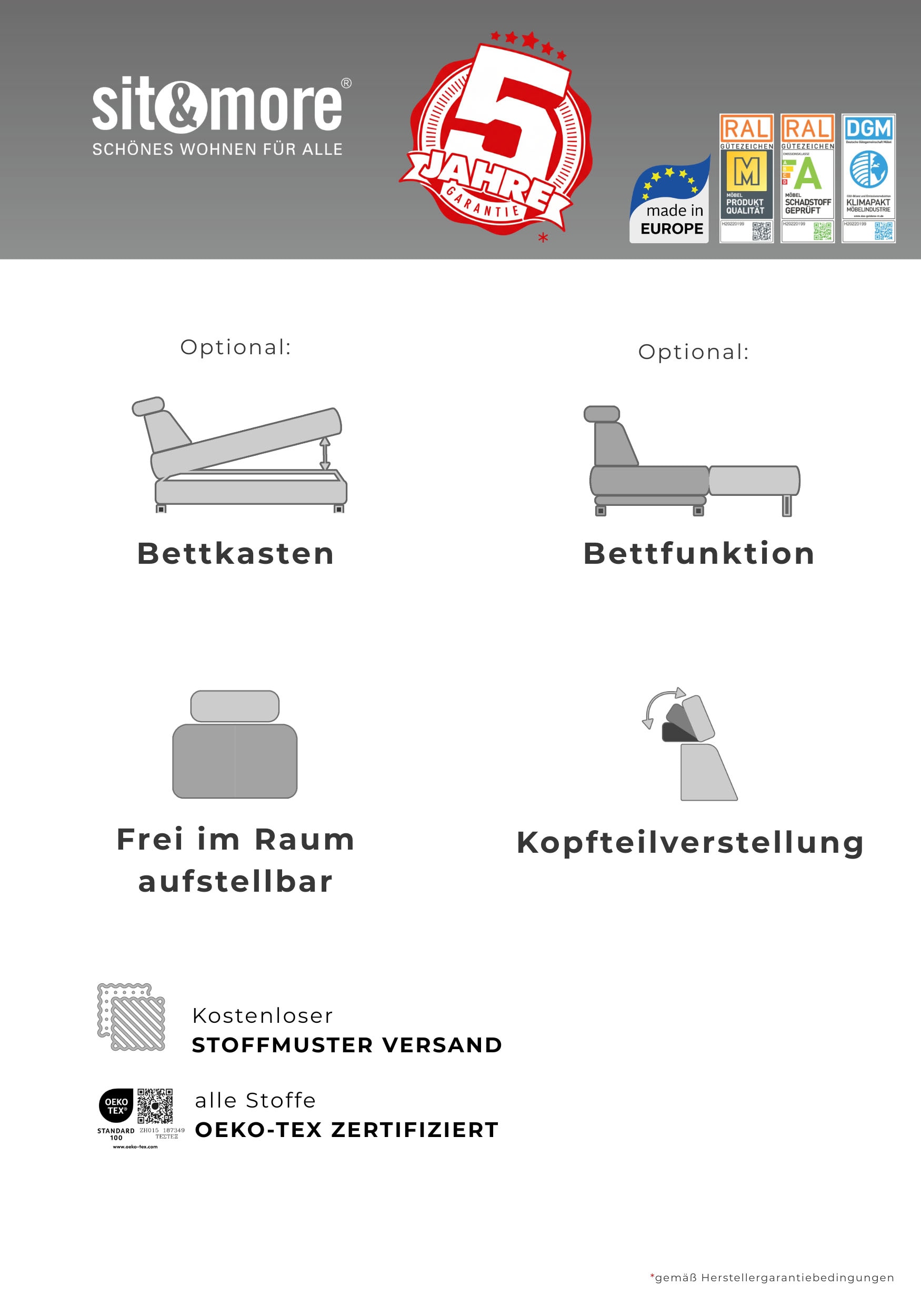 sit&more Sessel »Arngast« inklusive Federkern und Kopfteilverstellung