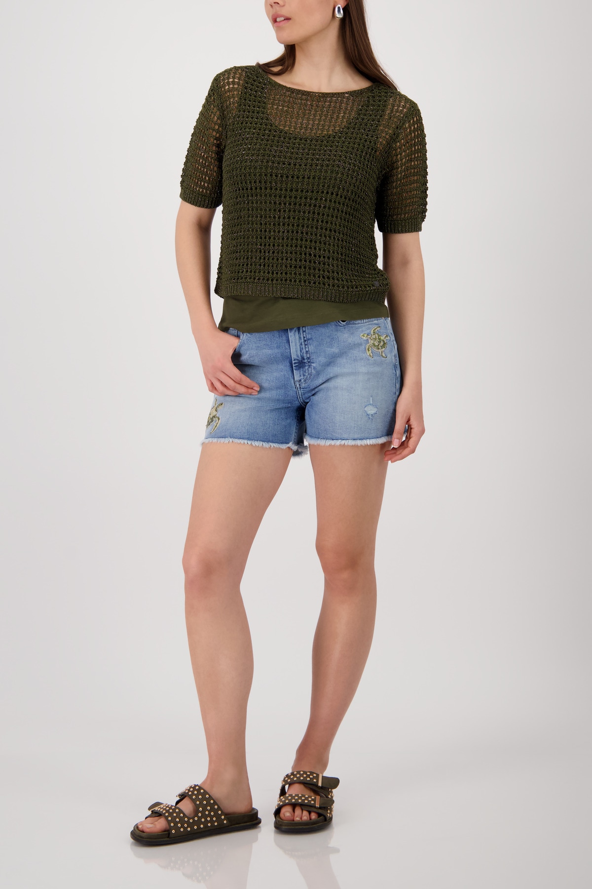 Monari Pull en tricot »Pullover Glanzbändchen« Regular fit mit Ajour-Strick