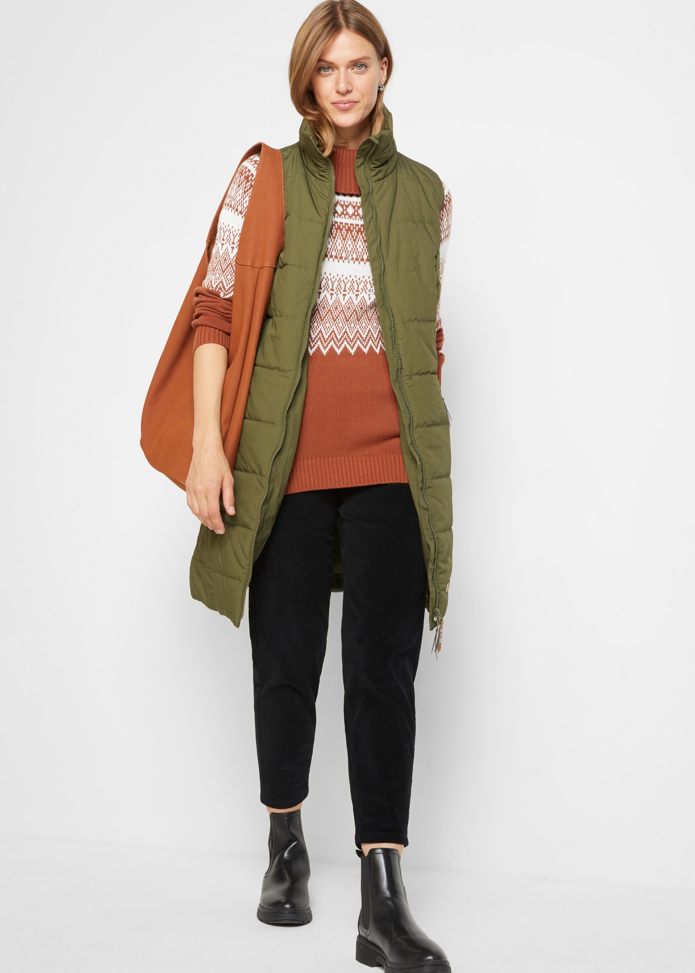 bonprix Gilet long mit Wattierung, mit 2-Wege-Reissverschluss, mit Reissverschlusstaschen