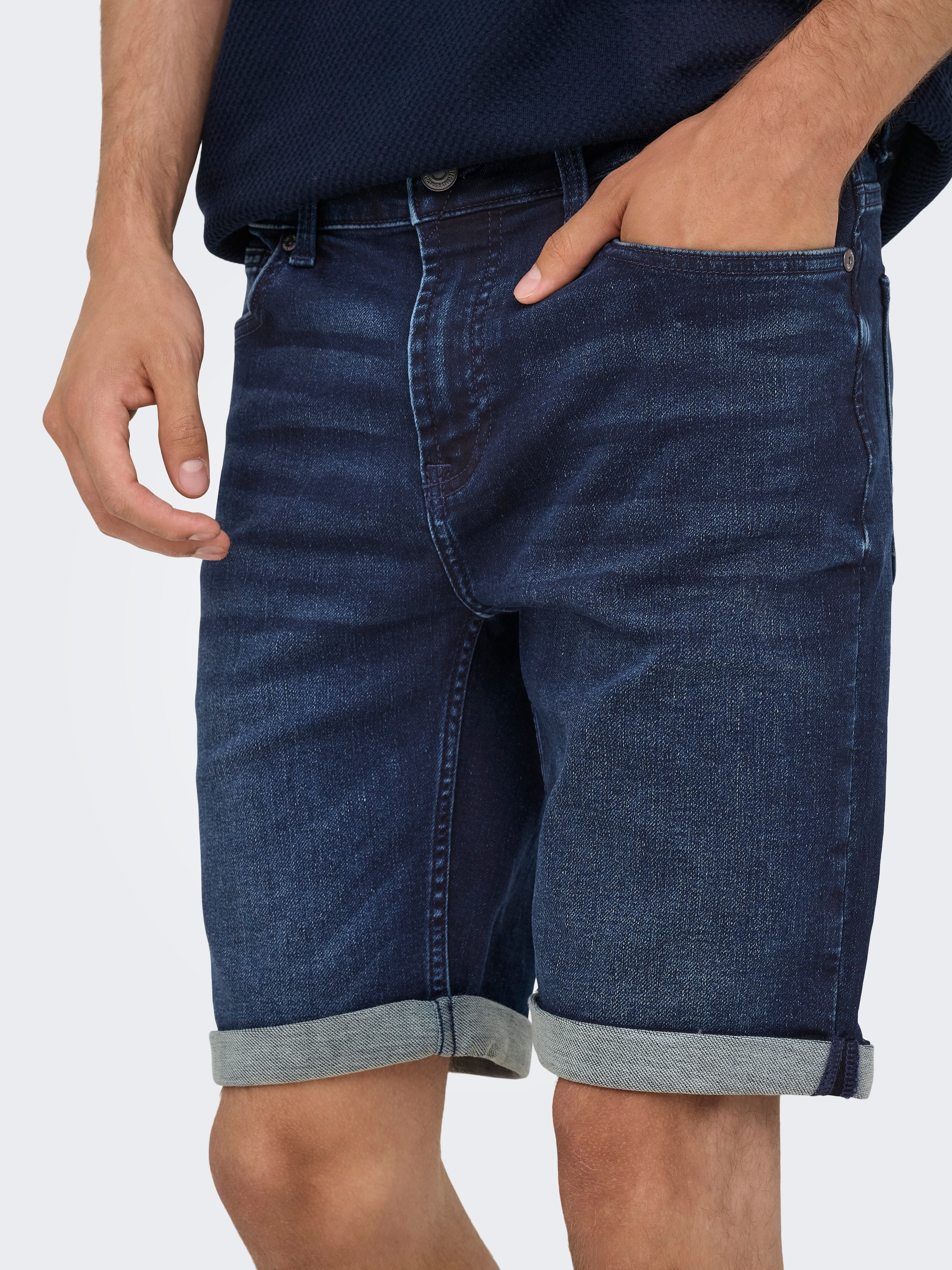 ONLY & SONS Short en jean »ONSPLY JOG DBD 0025 ANA DNM SHORTS NOOS« mélange coton, coupe régulière