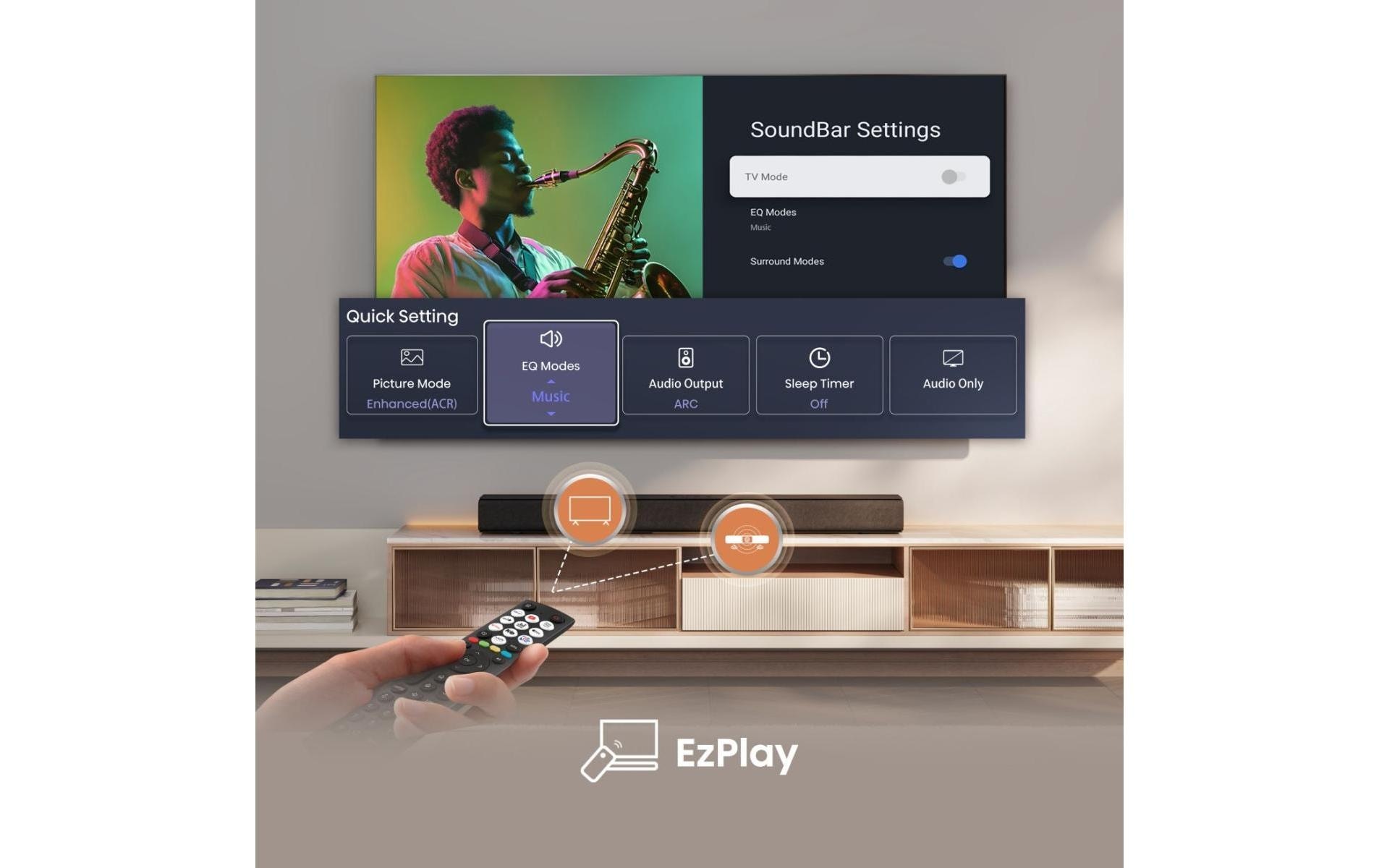 Hisense Soundbar »HS1000« 2.0 (Bluetooth Dolby Digital | EQ Modi | Kabellos | Lautstärkeanpassung | USB-Wiedergabe 120 W)
