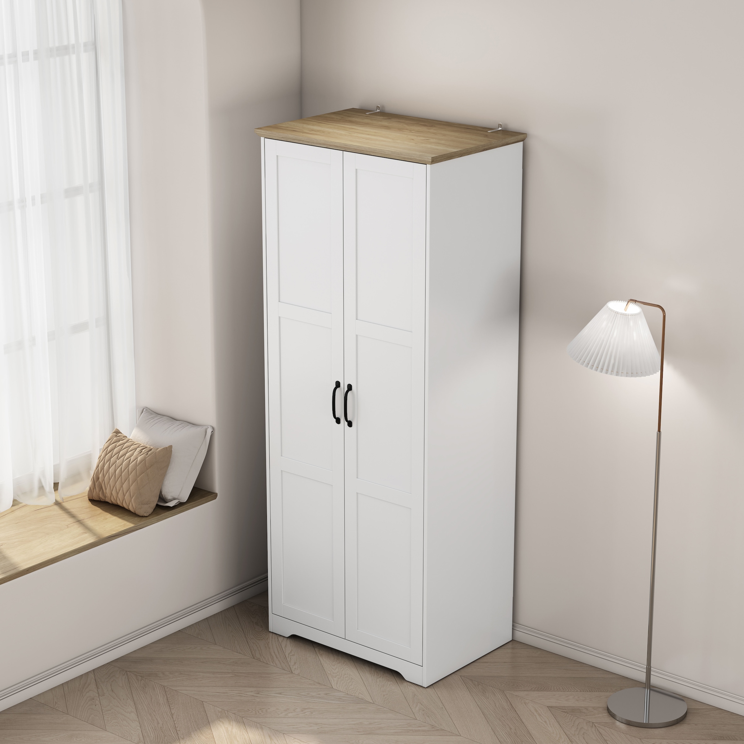 GOODproduct Armoires à vêtements »Emmilia Schrank Schlafzimmerschrank im Landhaus Design« Landhaus Schrank mit  2 Türen in Breite 82,7cm, Höhe 2m