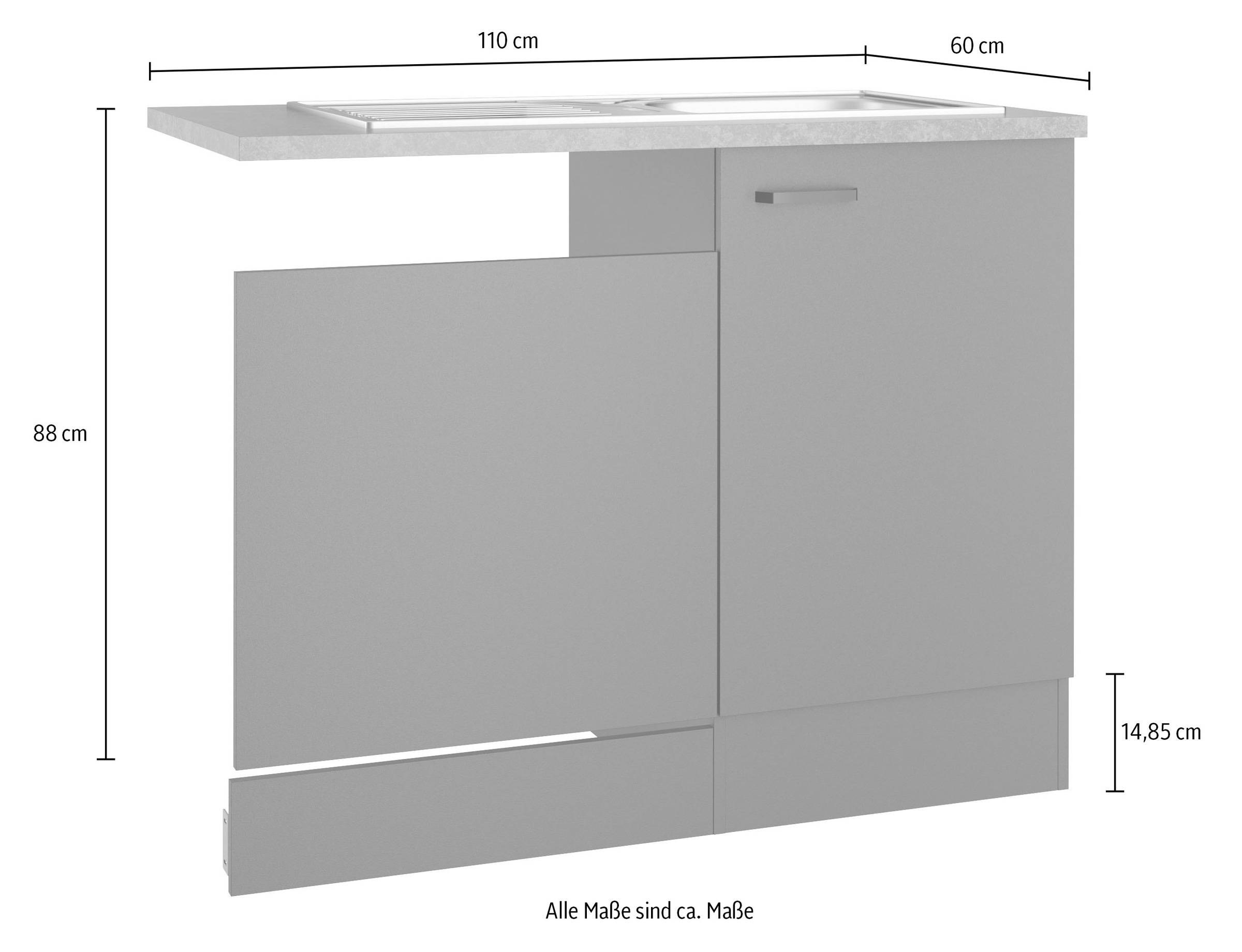 OPTIFIT Spülenschrank »OPTImulti« Breite 110 cm, mit 1 Tür u. Blende f. Geschirrspüler, Einbauspüle