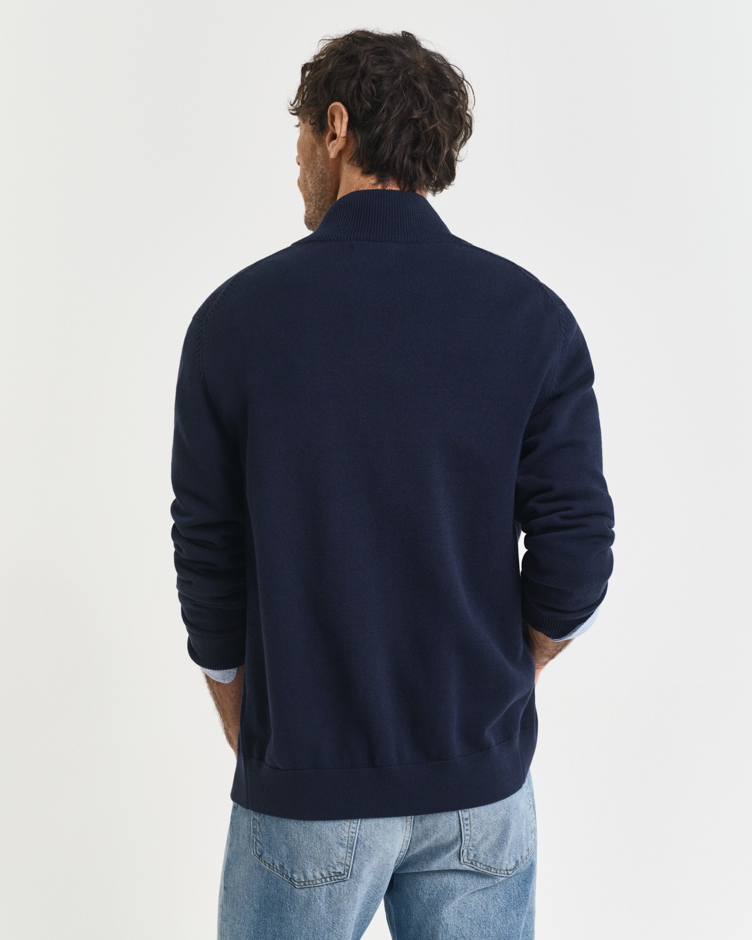 Gant Cardigan »CASUAL COTTON ZIP CARDIGAN« Mit Rippbündchen an Stehkragen, Ärmeln und Saum