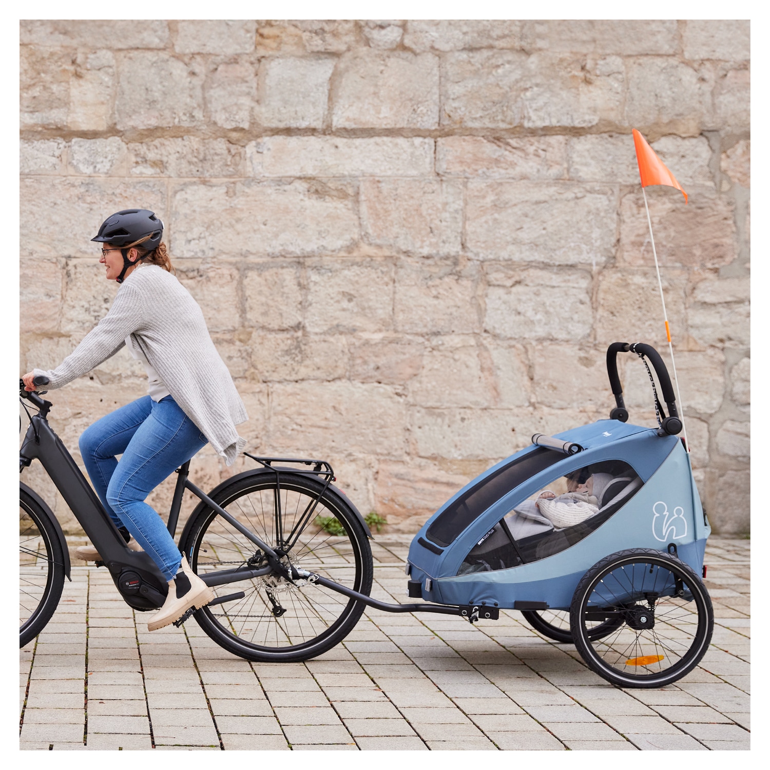 Hauck Fahrradkinderanhänger »2in1 Bike Trailer und Buggy Dryk Duo Plus, dark green« für 2 Kinder; inklusive Deichsel
