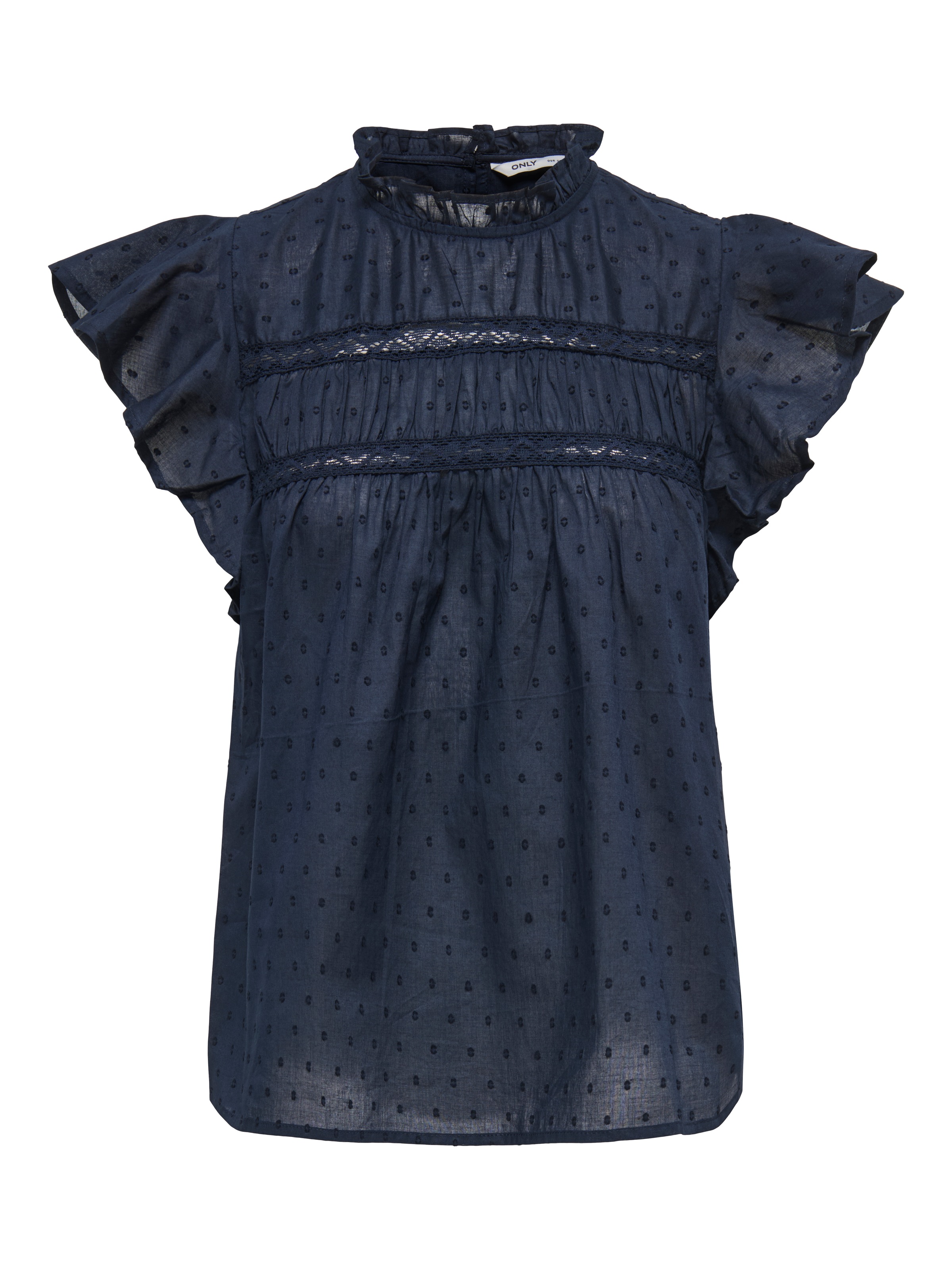 ONLY Top à volants »ONLKATTI S/S DOBBY TOP WVN NOOS« coton, coupe régulière